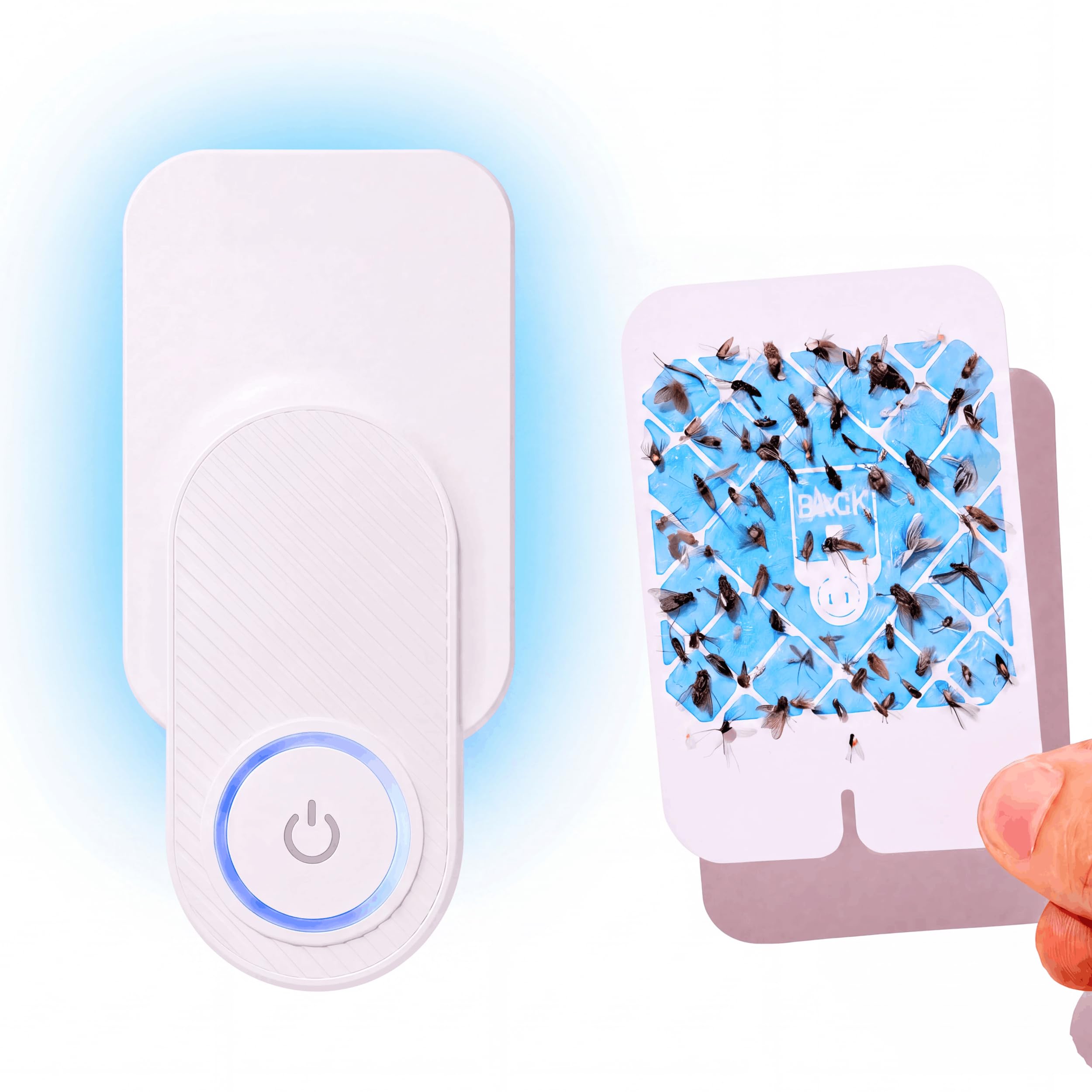 Shieldeck Trampa inteligente para insectos voladores UV para interiores (1 dispositivo + 5 almohadillas de pegamento) – Trampas para mosquitos para casa interior, trampa para moscas interiores, luz de