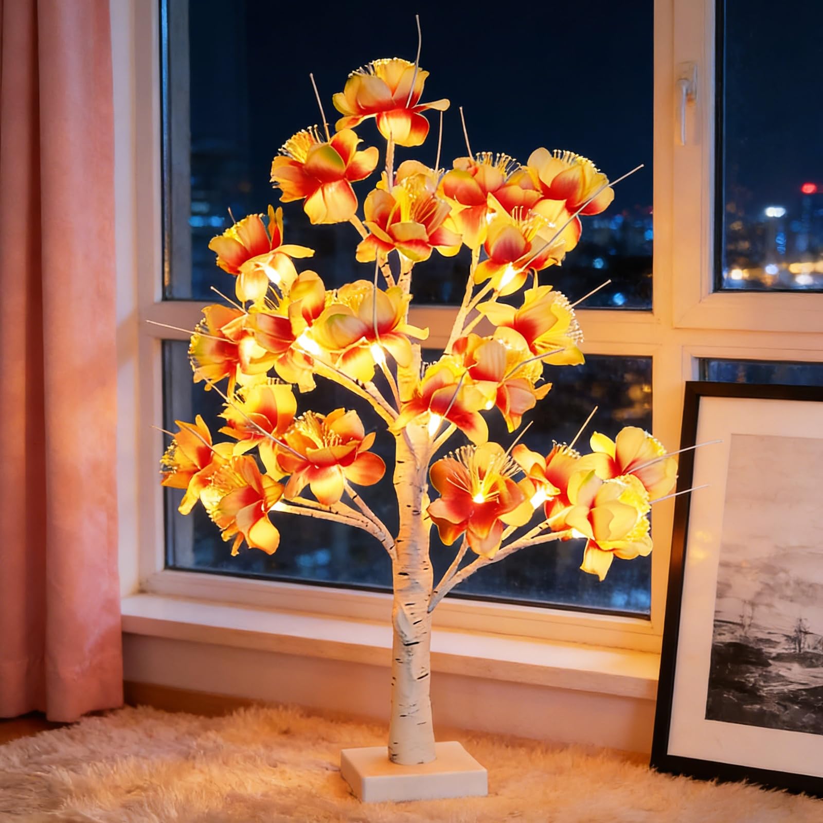 wpdash 24" LED Night Fragrance Tree Lamp 3 AA or USB Powered Tabletop Bonsai Light DIY Tree Shaped Ambient Light for Living Room/Foyer Home Office SPA/Massage Room Decoration Home Gift Idea — image 1