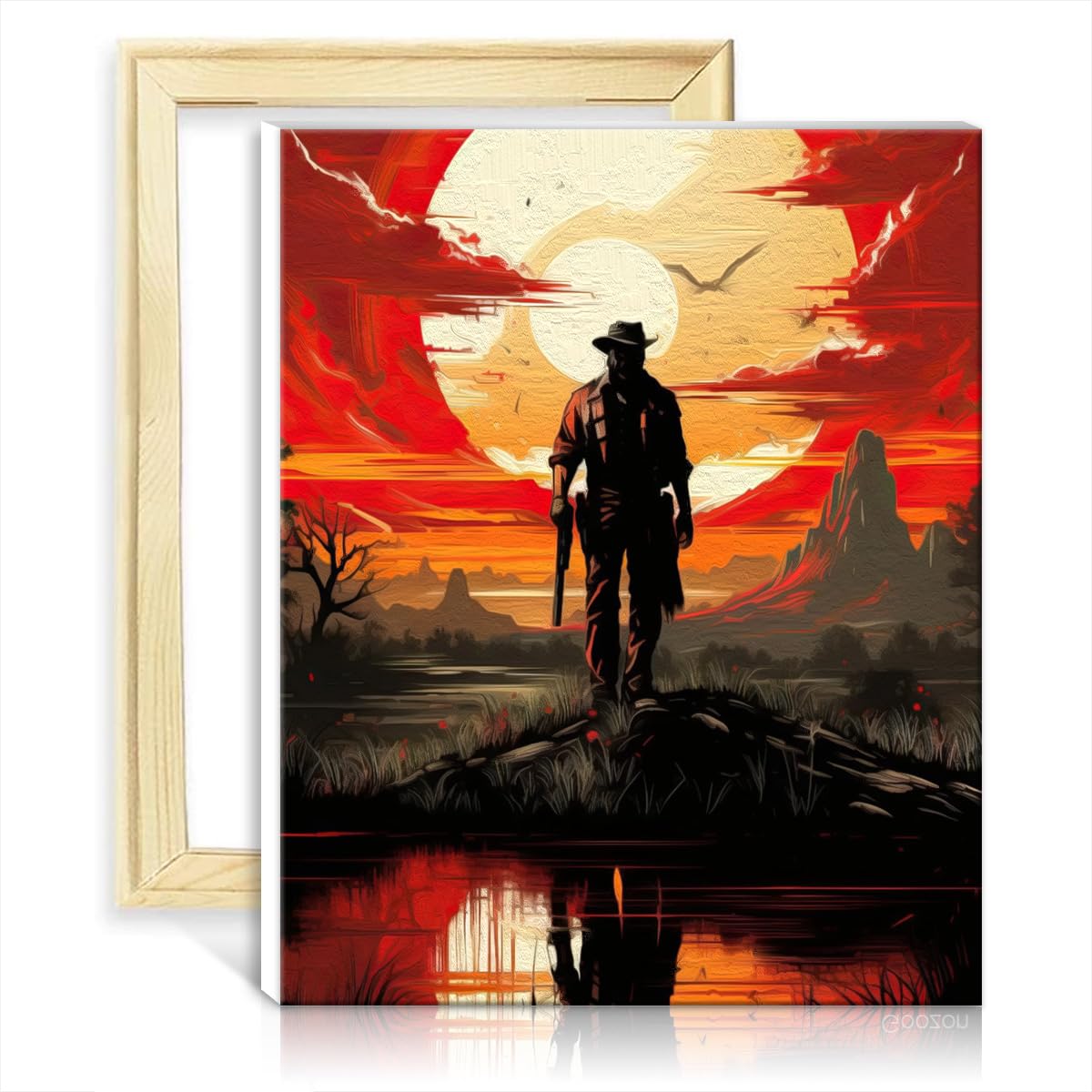 TANGFEIY Painting by Numbers Kits Red Dead Memories Adult Paint by Number Kits on Canvas with Brushes and Acrylic Pigment Wall Art Vibrant DIY Frame(30x40cm)