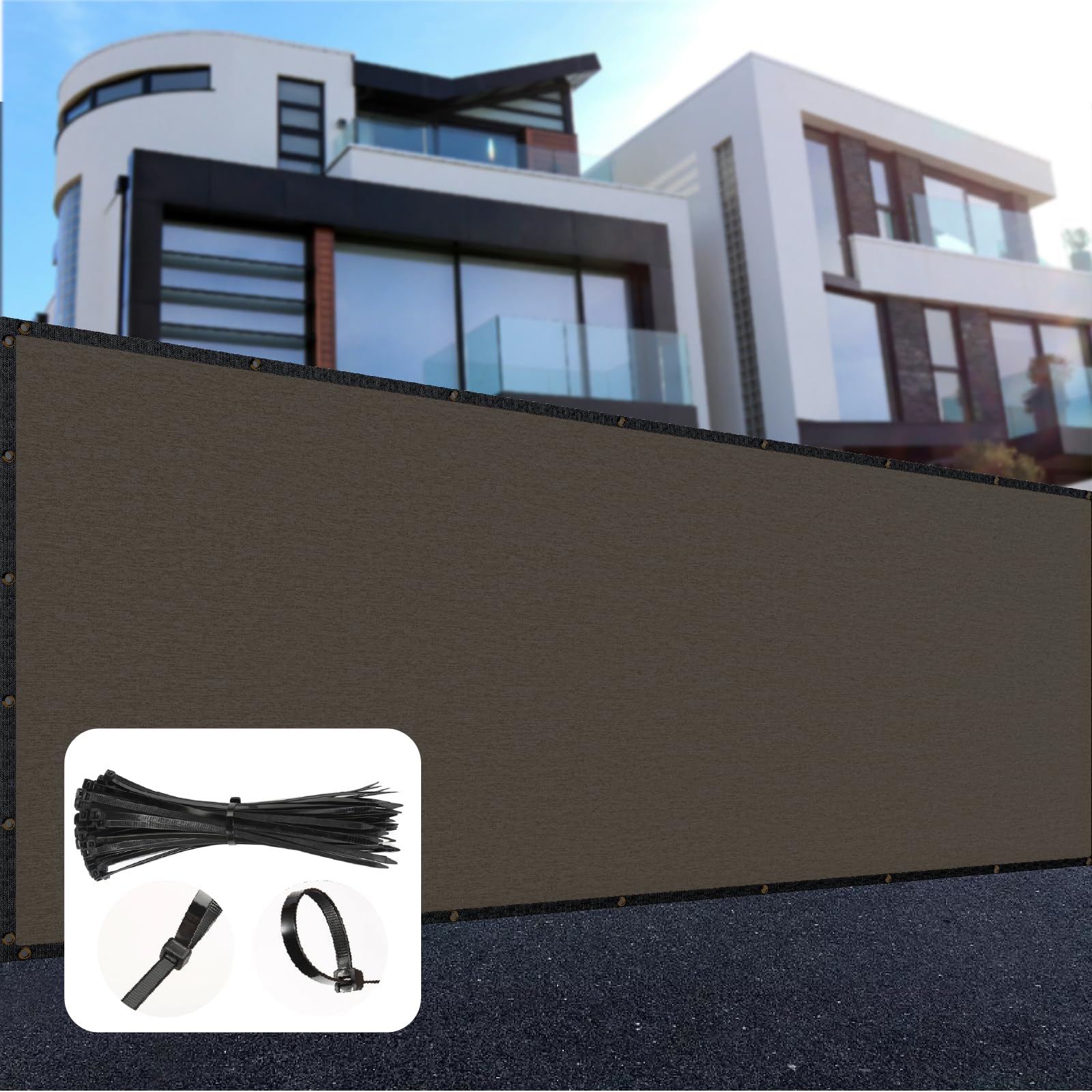 SUNNY MOOD 4' X 50' Beige Valla Pantalla Parabrisas Grado Comercial Puré Material UV Bloque