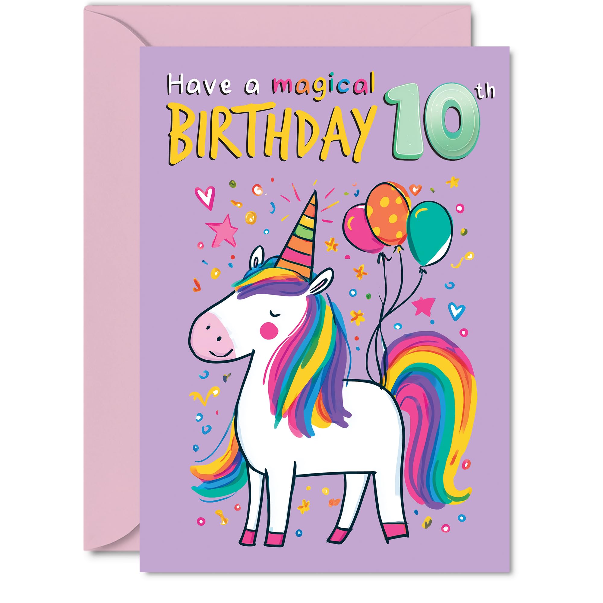 10th Birthday Cards for Boys Girls - Magical Birthday - Happy Birthday Card for 10 Year Old Boy Girl Sister Granddaughter Nephew Daughter, A5 Bday Greeting Cards