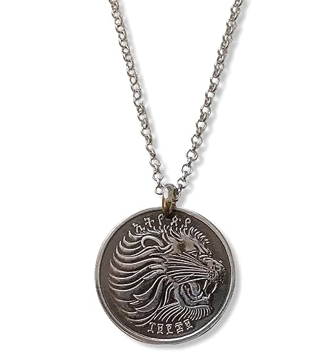 Men's Authentic Ethiopian Large Lion of Judah Coin Necklace (30")