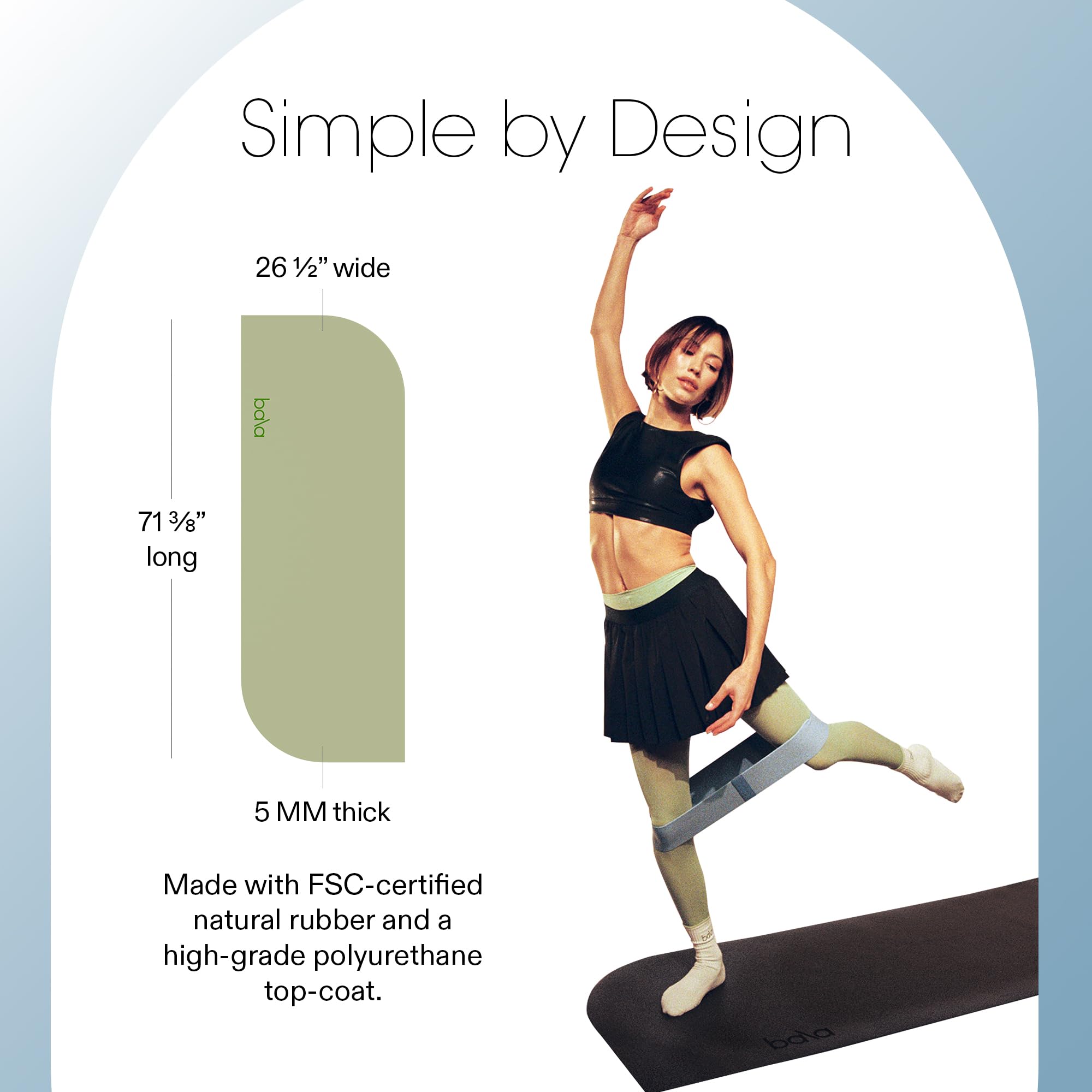 Bala Yoga Mat for Home Gym - Non Slip Exercise Mat for Home Workout, Stretching, Pilates, Aerobics & Floor & Fitness Work Out - Indoor Exercising Mat: Deco Mat - 5mm Sage