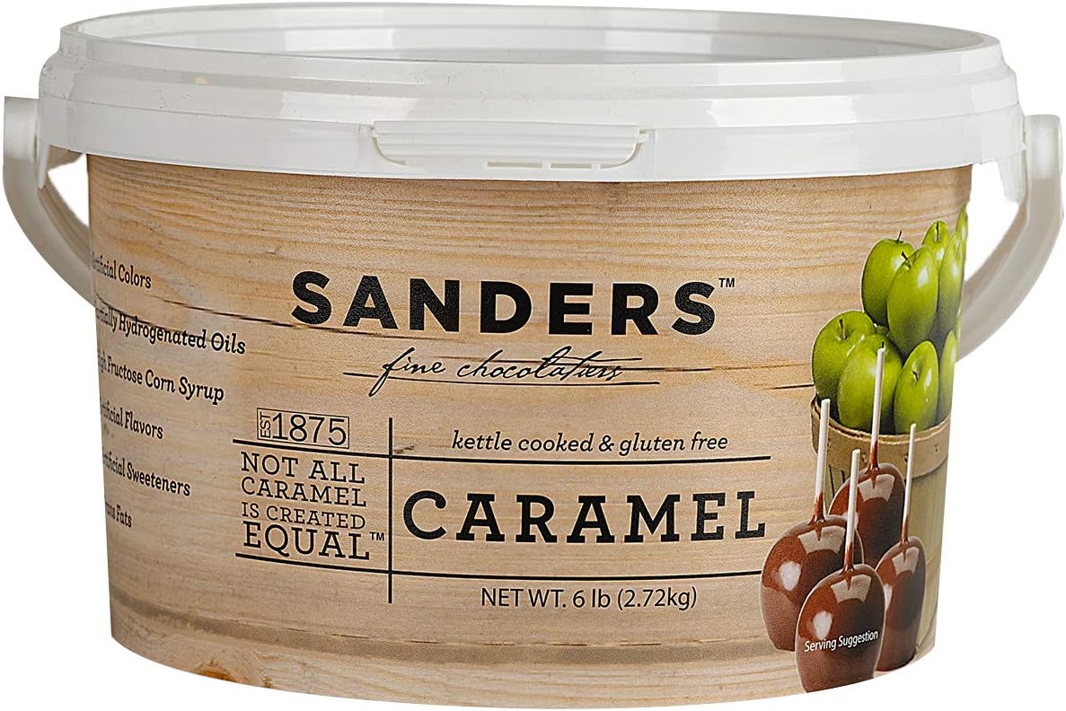 Sanders Pail of Real Caramel for Caramel Apples - All Natural, Kettle Cooked, 96 Ounce (Pack of 1)