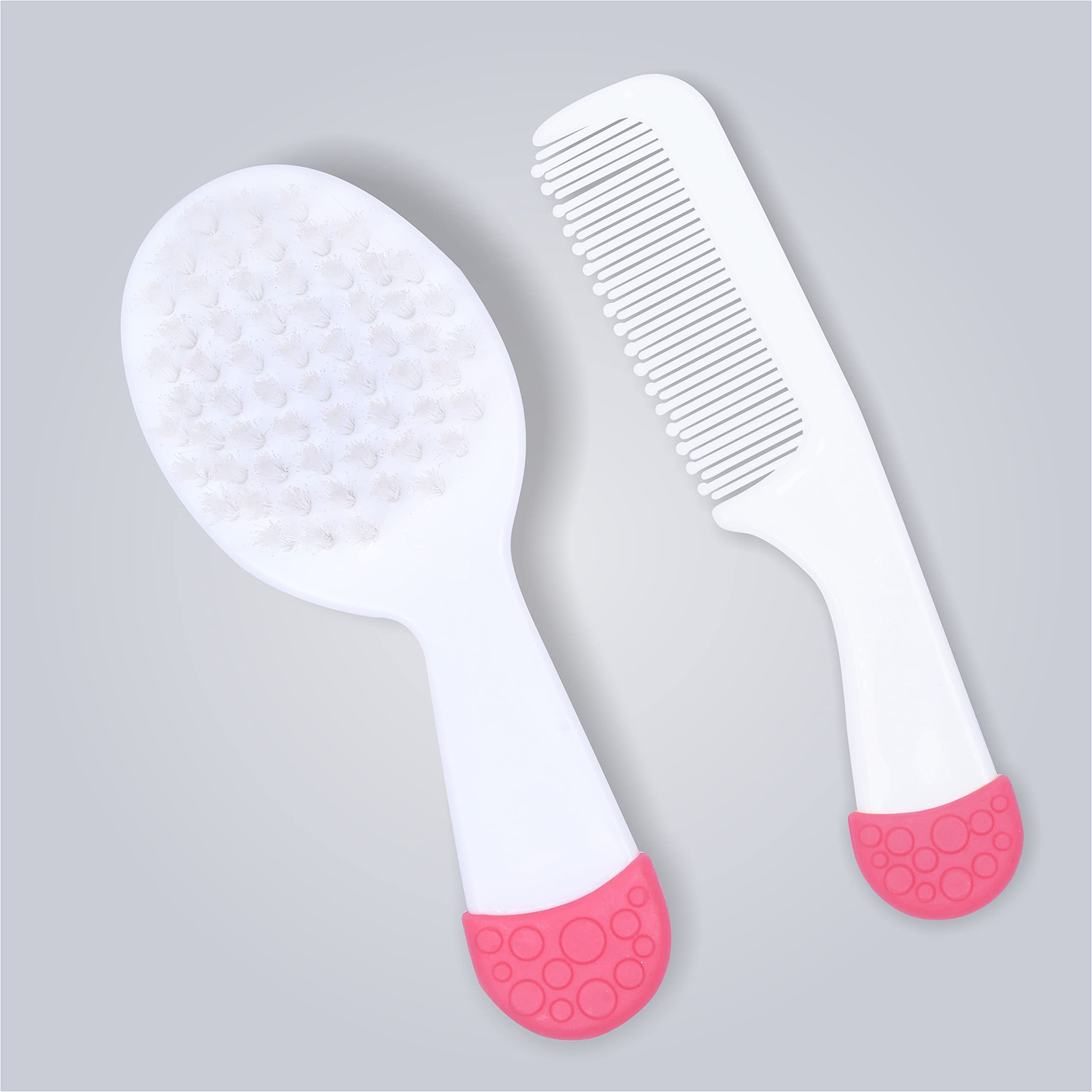 1st Step Matte Collection Easy Grip, Soft & Gentle Comb and Brush Grooming Set - Pink - Image 2 thumbnail