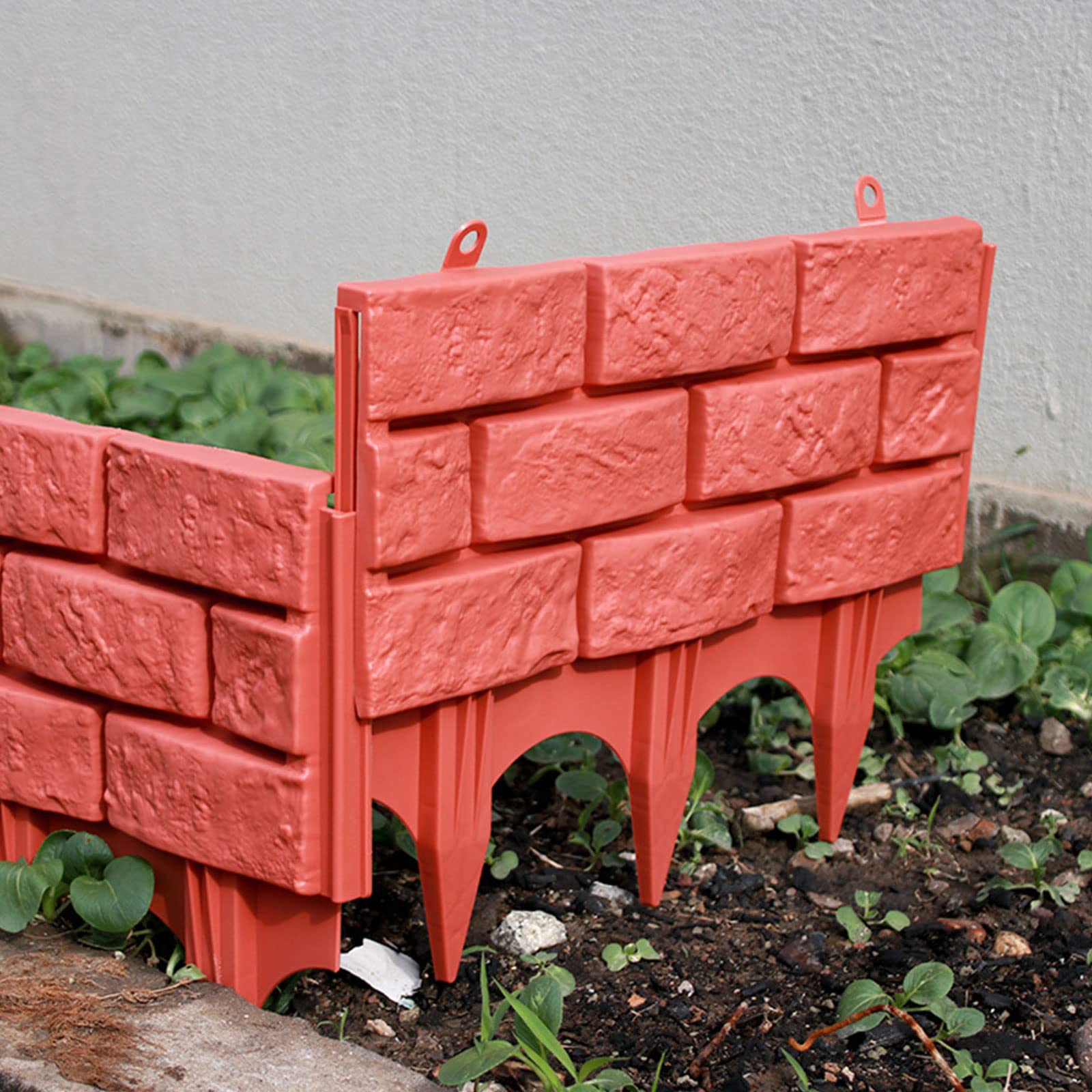 Lot de 4 bordures de jardin en plastique imitation pierre, clôture, allées, parterres de fleurs pour extérieur, pelouse, terrasse, cour, décoration