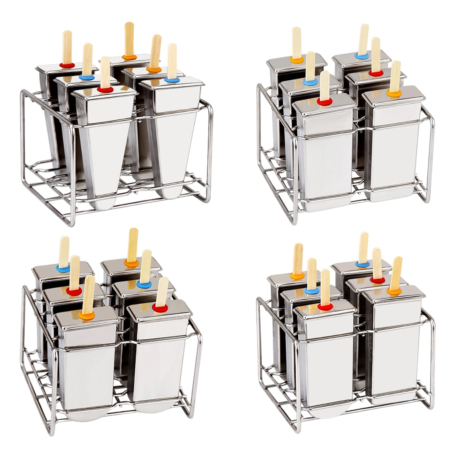 Moules à sucettes glacées polyvalents en acier inoxydable, accessoires de fabrication de sucettes glacées pour une congélation efficace et une utilisation hygiénique des aliments Acier inoxydable à à