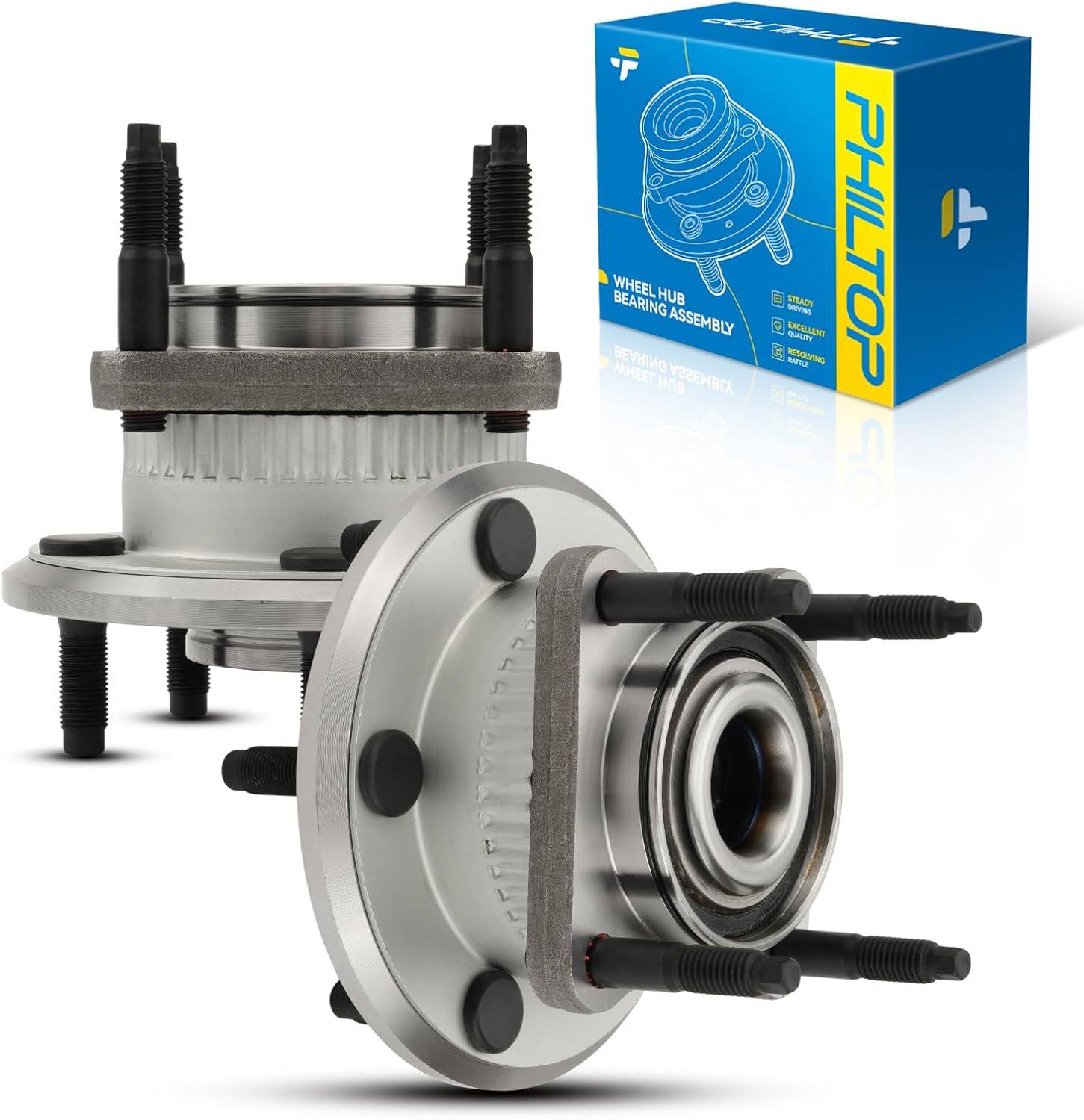 philtop 512302 rear wheel hub bearing assembly for commander 2006-2010, grand cherokee 2005-2010, wheel bearing 5 lugs 2pcs w/abs