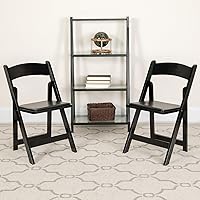 Vista 2 de Flash Furniture 2 Pack HERCULES Serie Silla Plegable de Madera Negra con Asiento Vinilo Acolchado