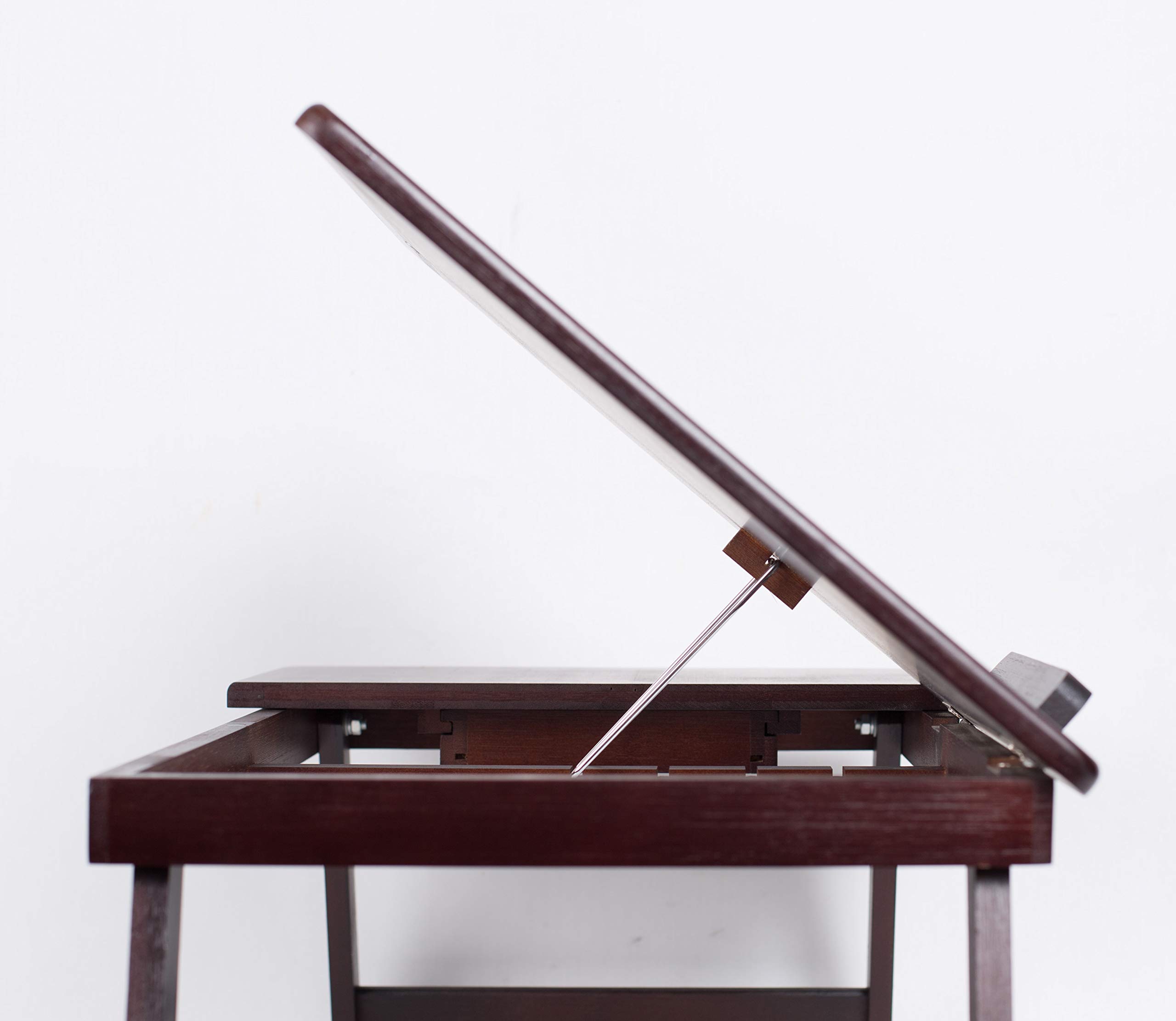 BIRDROCK HOME Bamboo Laptop Bed Lap Tray MultiPosition Adjustable Tilt Surface Pull Down