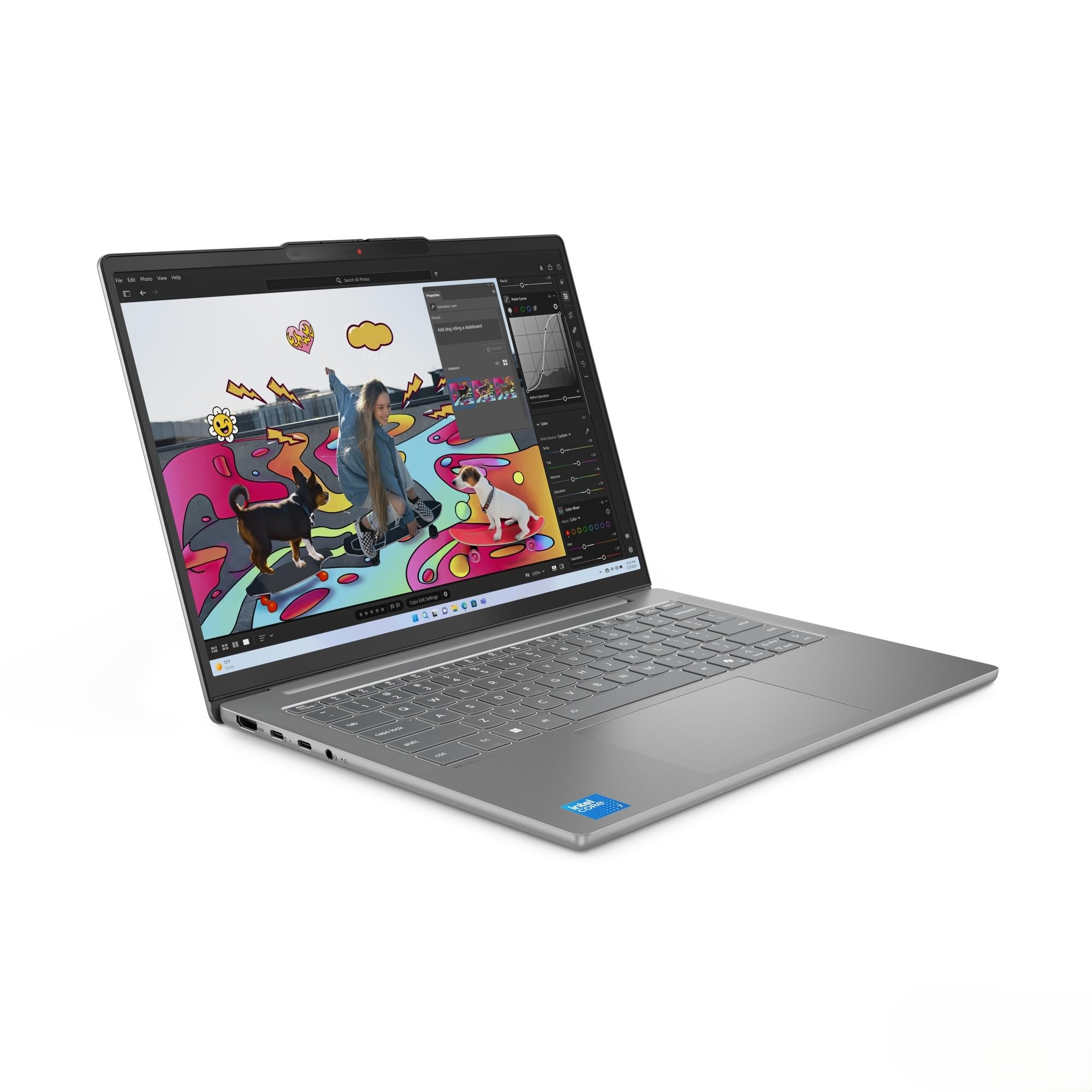 Lenovo IdeaPad Slim 5i Laptop | Copilot+ PC | 14" WUXGA OLED Display | Intel Core Ultra 9 185H | 1TB SSD | 32GB RAM | Intel Arc Grafik | QWERTZ | Beleuchtet | Win11 | Grau | 3 Monate Premium Care