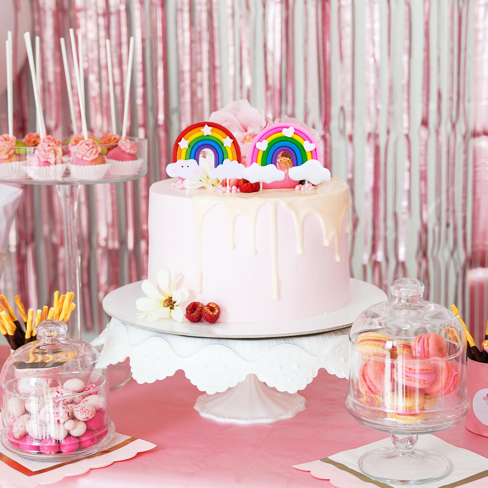 Regenboog taart decoratie ballonnen cijfers 70