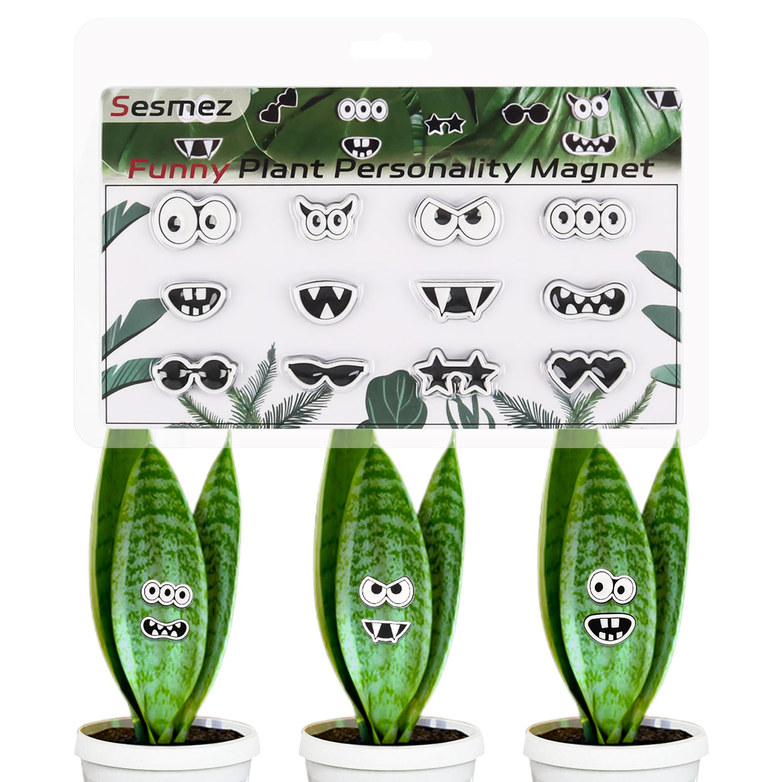 Plant Magnets Eyes for Potted Plants, Cute Plant Magnets Pins Charms, Funny House Plant Accessories for Plant Lovers, Set of 12 Plant Personality Magnets Decor