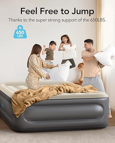 Miniatura 6 de iDOO Colchón de aire Queen con bomba integrada, colchones inflables con almohada integrada de 3.5 pulgadas, cama inflable para el hogar, campamento