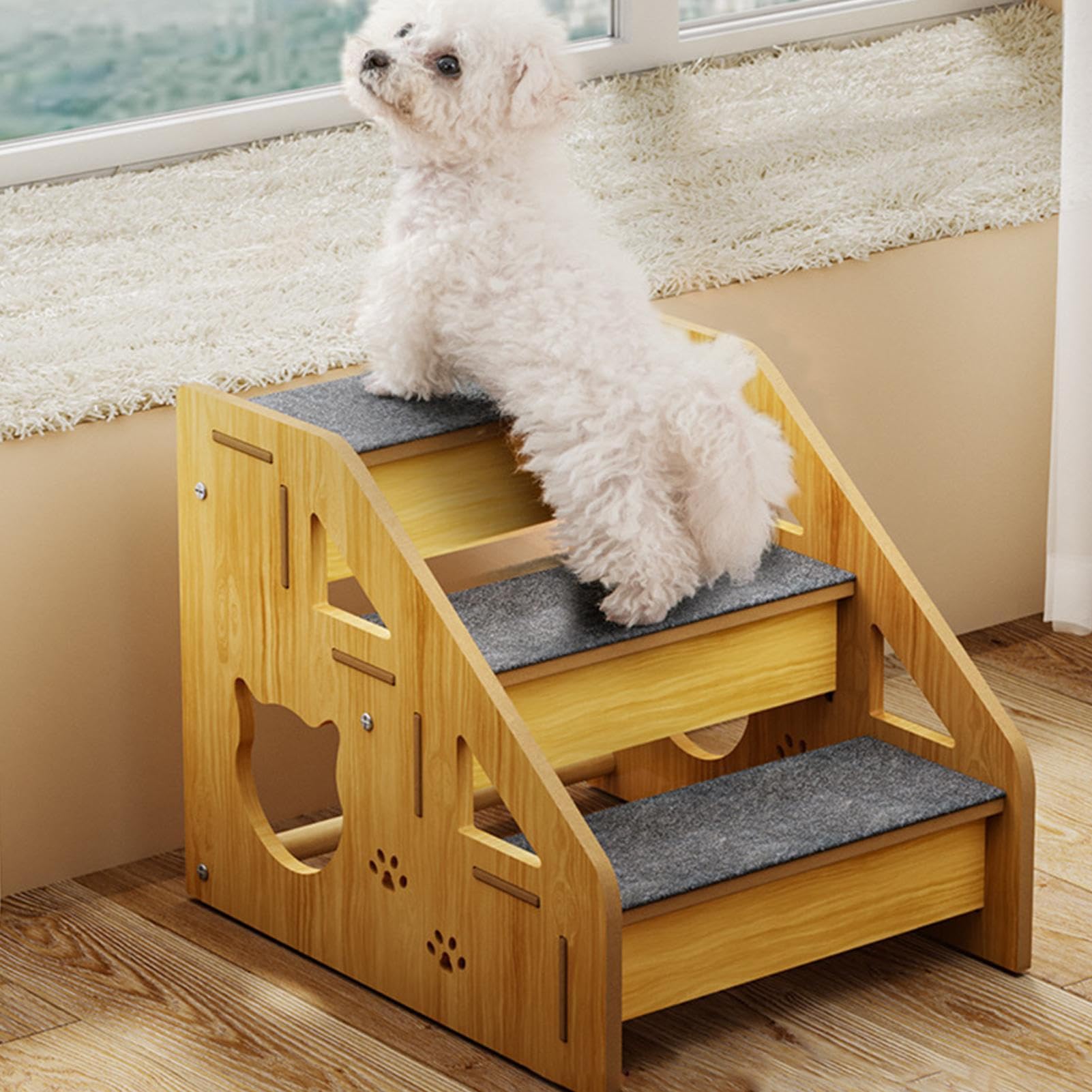 Scalette per Animali Domestici Rampa Antiscivolo per Animali Domestici | 3 Gradini per Gatti per Divano per piccoli animali, gatti anziani, cuccioli, divani, sofà, giardini, appartamenti, balconi,