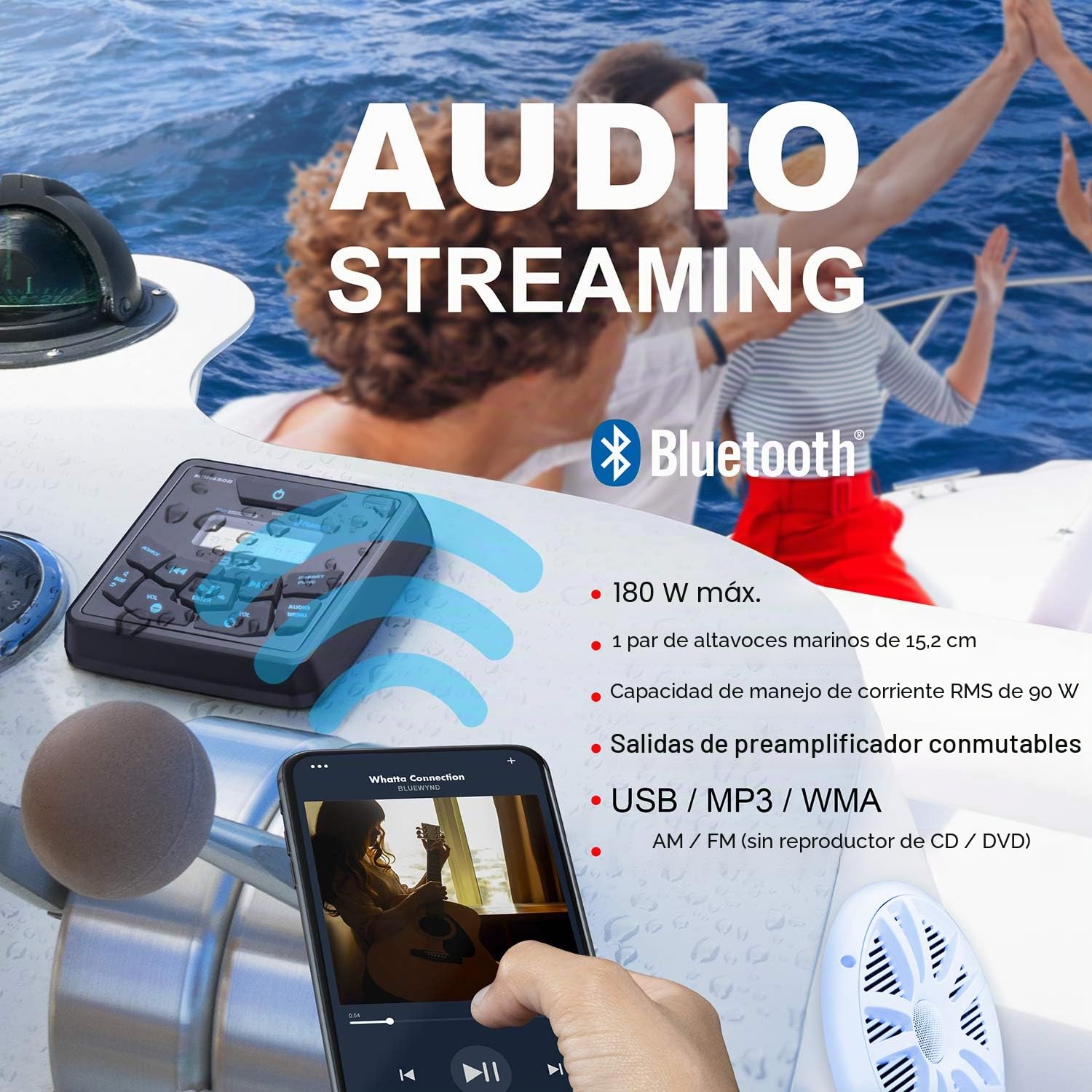 Boss Audio Bluetooth In-Dash Marine Gauge Receiver With 6 1/2´´ Marine Speakers One Size