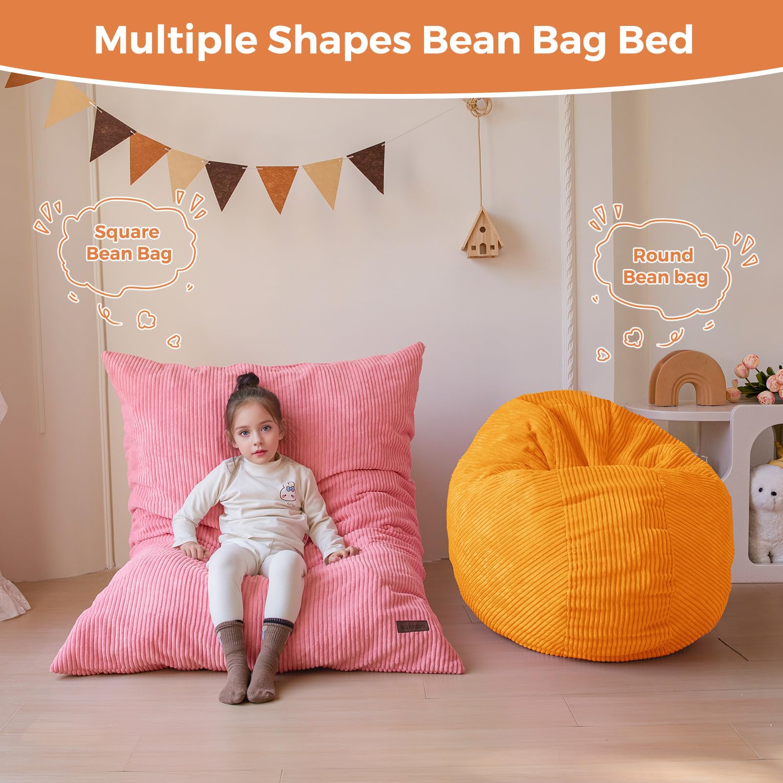 MAXYOYO Pouf pour Enfants, Pouf Confortable en Corde, Pouf géant avec Rembourrage en Mousse Moelleuse, Fauteuil Confortable pour Jouer, Lire, se détendre