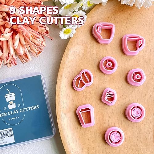 Miniatura 9 de KEOKER Cortadores de arcilla polimérica, cortador de arcilla polimérica de té de la tarde, cortadores de aretes de arcilla polimérica de café para