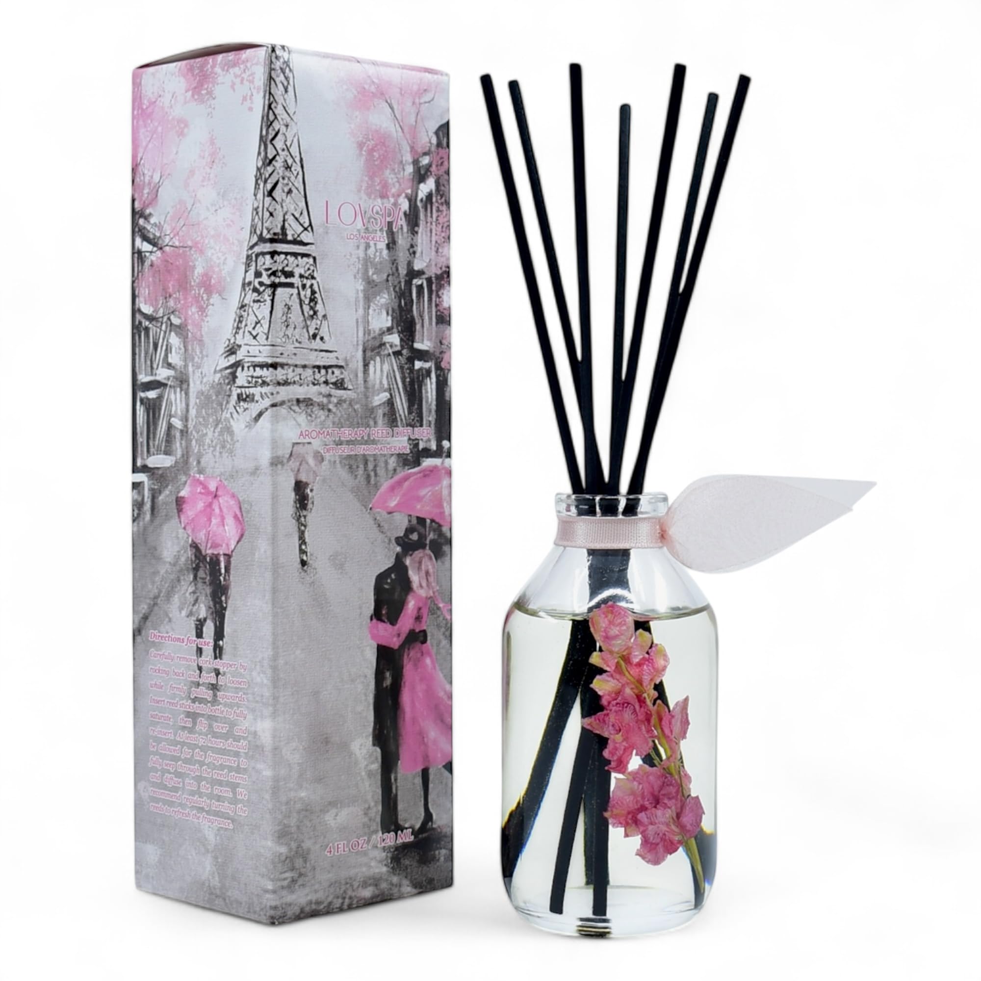 LOVSPA Reed Diffuser Set, Pink Tuberose Scented Oil Diffuser with Sticks, Home Fragrance Accessories for Bathroom Shelf Decor, Aroma Diffusers for