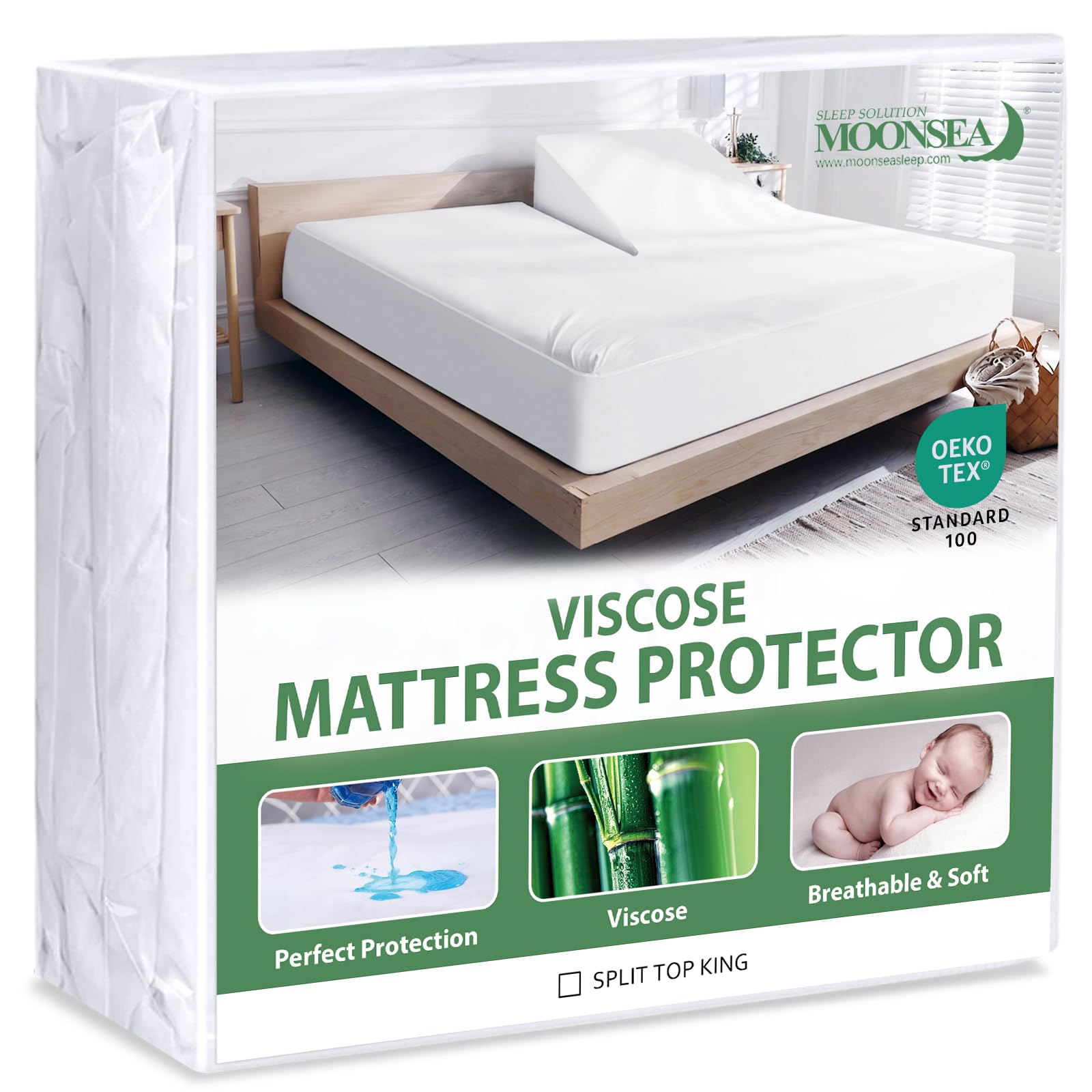 Split Head Top 34" King Waterproof Mattress Protector for Adjustable Bed
