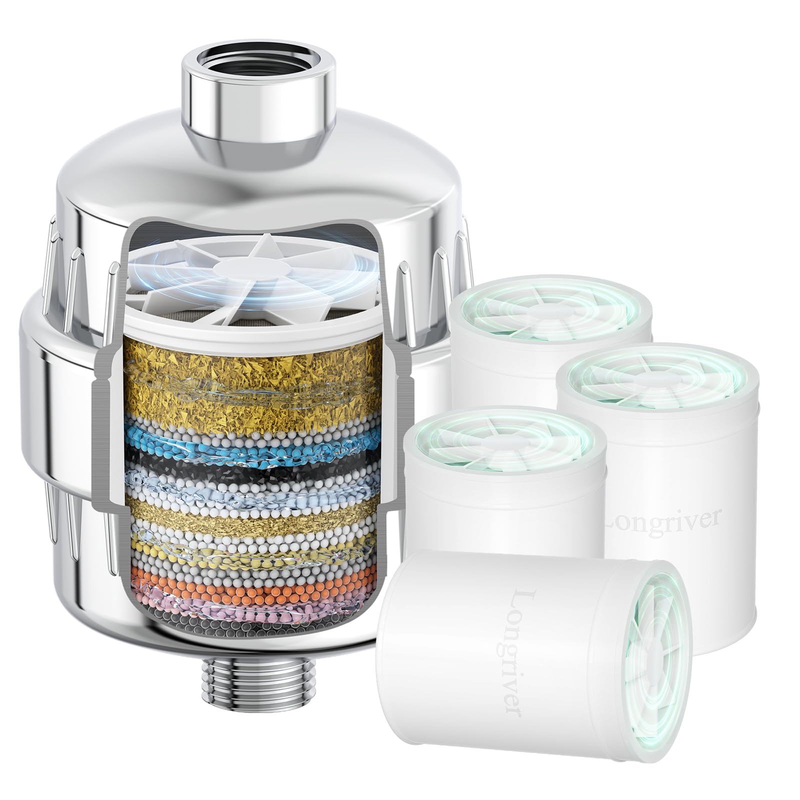 Longriver R7 Shower Filter with 4 Replacement Cartridges