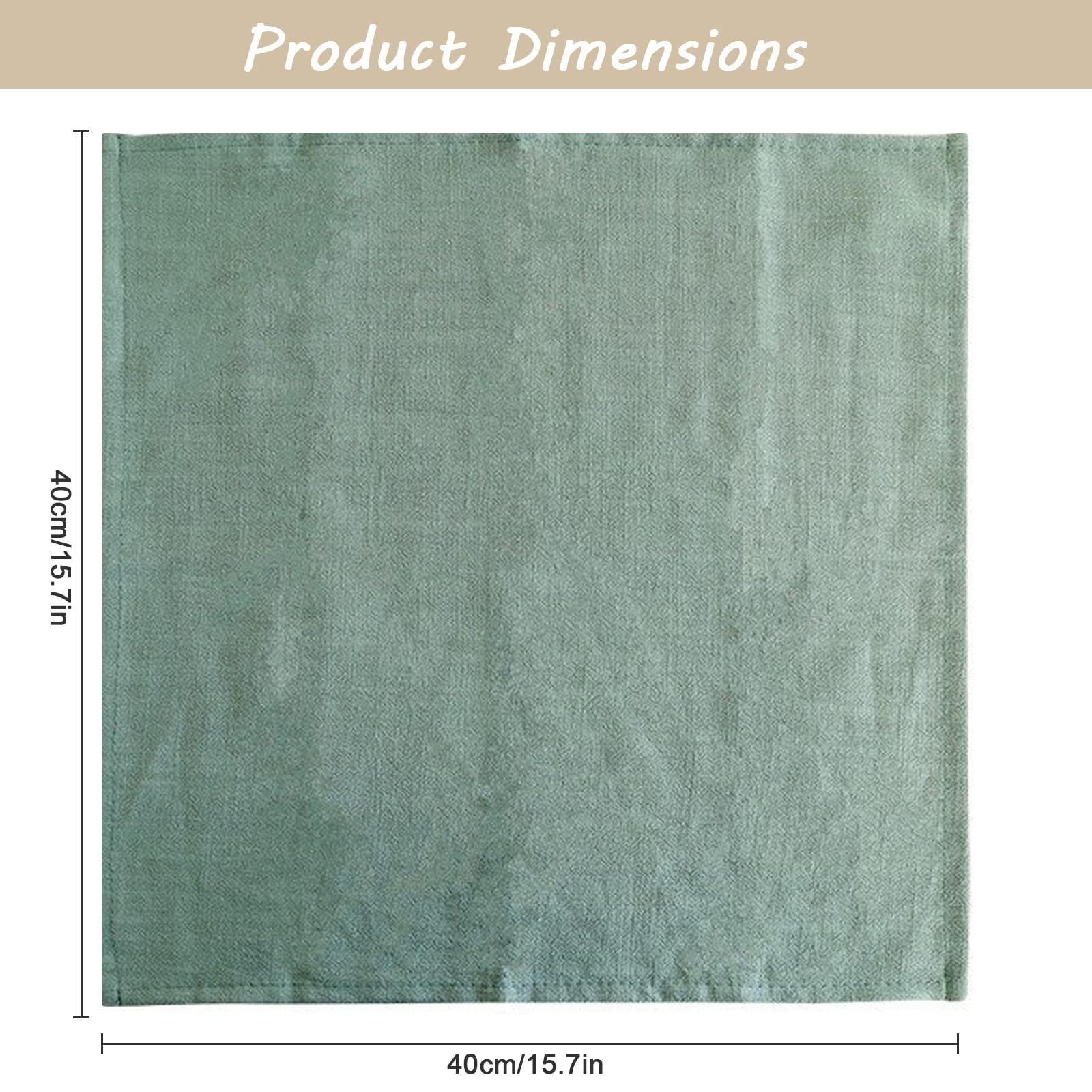 Paquete de 10 servilletas de lino, reutilizables, 40 x 40 cm, algodón natural, tela sostenible, decoración de mesa para cocina, cafetería, comedor, cena, restaurante, fiesta, boda, cumpleaños (verde
