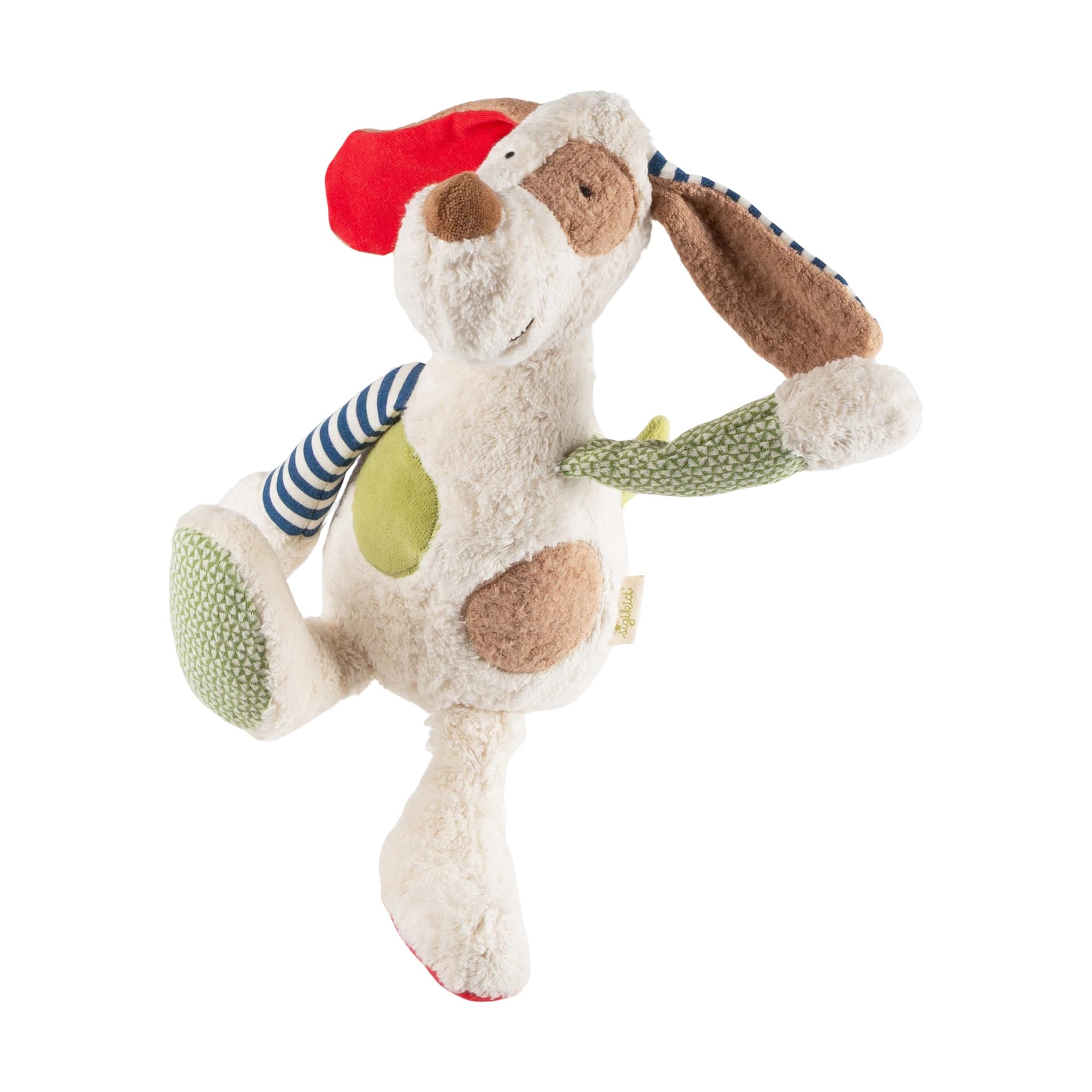 Sigikid Sigikid38764 - Peluche a forma di cane Mädchen und Jungen 'Patchwork', verde, 32 x 14 x 12 cm, consigliato dalla nascita, multicolore, 32 x 14 x 12 cm