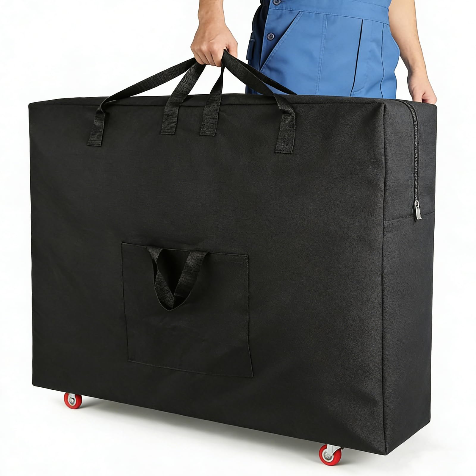 Qivine Bolsa de Transporte para Camilla Masaje Portátil con Ruedas, 95 x 73 x 22 cm Bolsa de Transporte para Camilla de Masaje con Asas, Bolsa de Almacenamiento