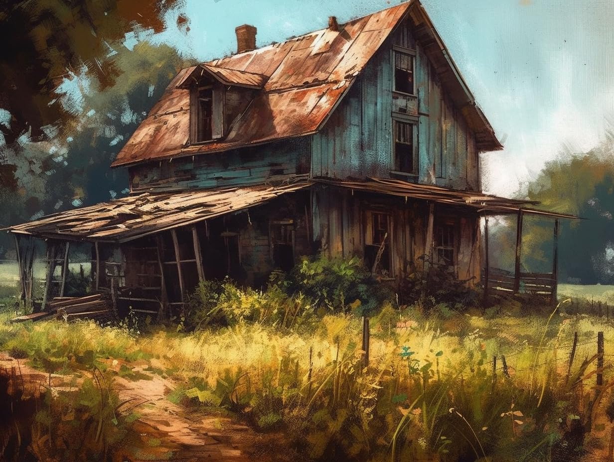 Diamond Art Painting Kits for Adults,Barn Farmhouse Old Barn（4） 5D DIY Full Round Drill Paint with Diamond Dots, Home Wall Decor 15.7 x 19.8 Inch