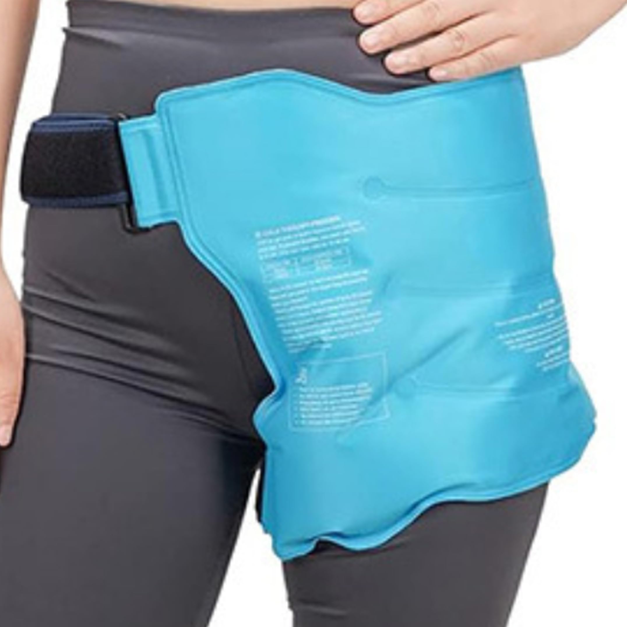 Compresa fría para la cadera. Envoltura para compresa fría para la cadera después de una cirugía. Envoltura ajustable reutilizable para gel frío y caliente - Azul cielo.