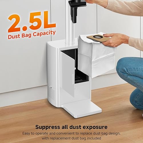 Miniatura 8 de Aspiradora inalámbrica autolimpiante y vacía con base de polvo de 2.5 L, potente aspiradora de mano de succión, sistema de vacío automático,