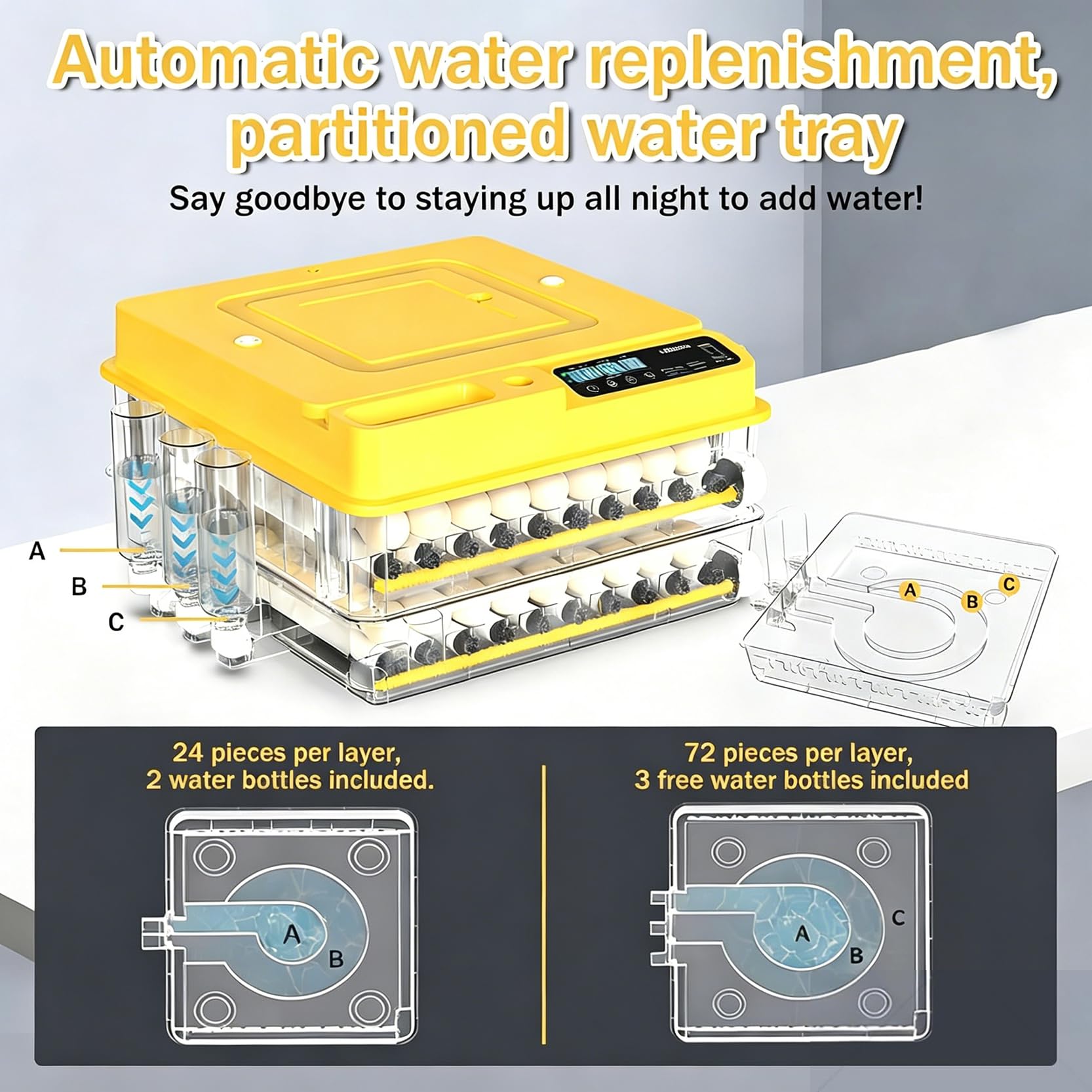 Incubadora de Huevos Profesional 288, Incubadoras de Huevos Eléctricas con Llenado Automático de Agua, Contador Diario, Máquina de Ofoscopia y Control Total del Clima Criadora de Pollos Para P 48Eggs