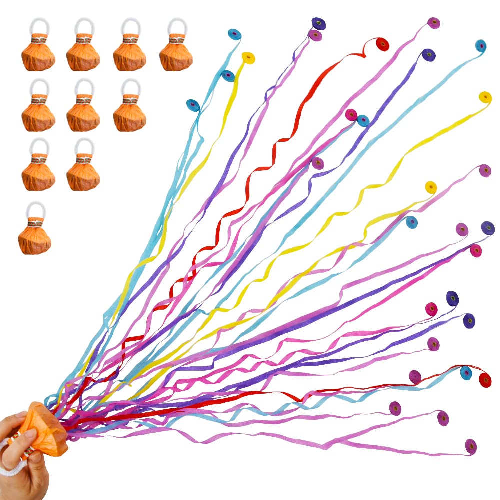 Streamers Popper Hand Throw Streamers No Mess Confetti for St.Patrick's Easter Celebration Halloween Birthday Propose Engagement Wedding Graduation Party Favors (Multi Color)