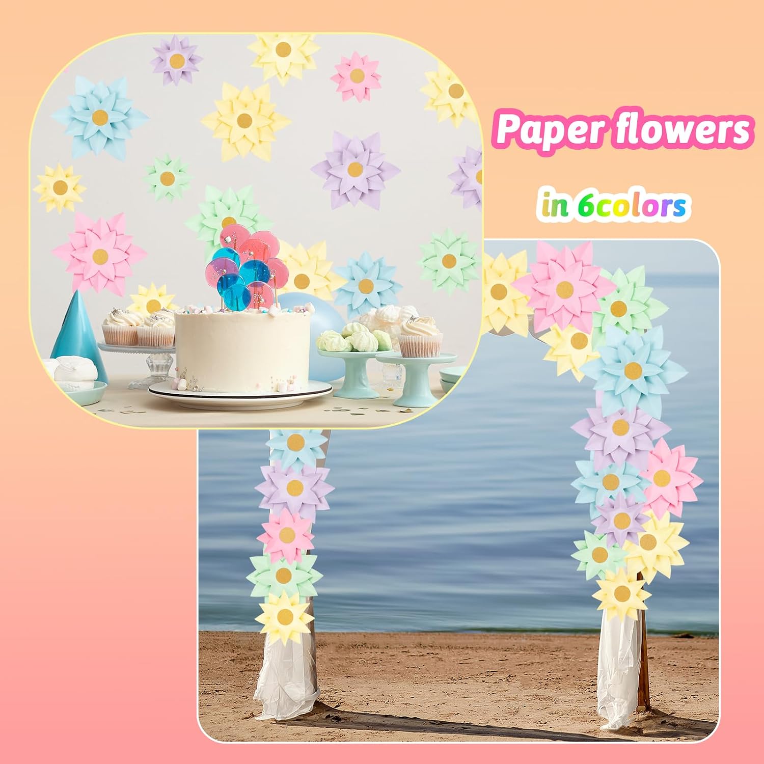 LUOHECAM 18 Set Paper Flower Wall Decor DIY Flower Back to School Bulletin Board Decorations Spring Paper Flowers Decorations for Wall Birthday Party Classroom Garden