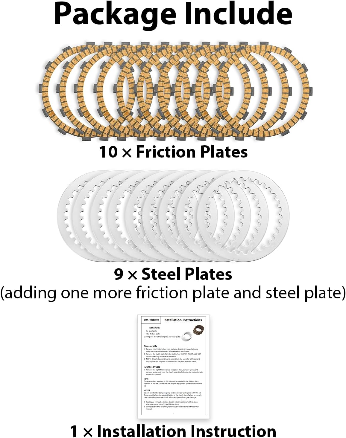 Wsays Extra Plate Clutch Kit Friction Steel Compatible with Harley Touring Softail Dyna Trike Twin Cam 1999-2017, Fit Evolution 1340-equipped 1998-1999 Models
