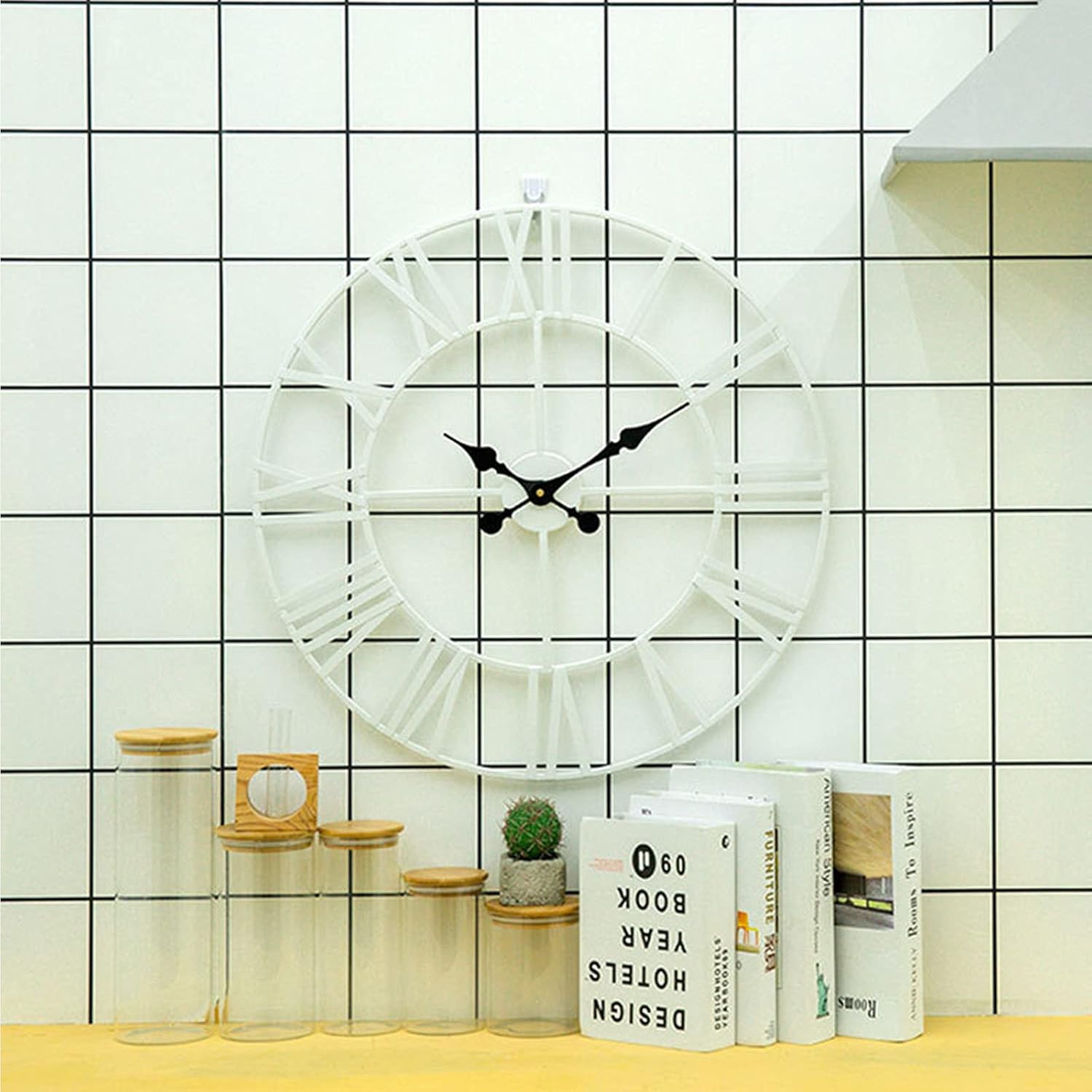 Clock Wall Clock Outdoor Decorative Wall Clocks Retro Wrought Roman Numeral Iron Art Wall Clock Garden Clocks Outdoor Waterproof Indoor Outdoor Outside Clock