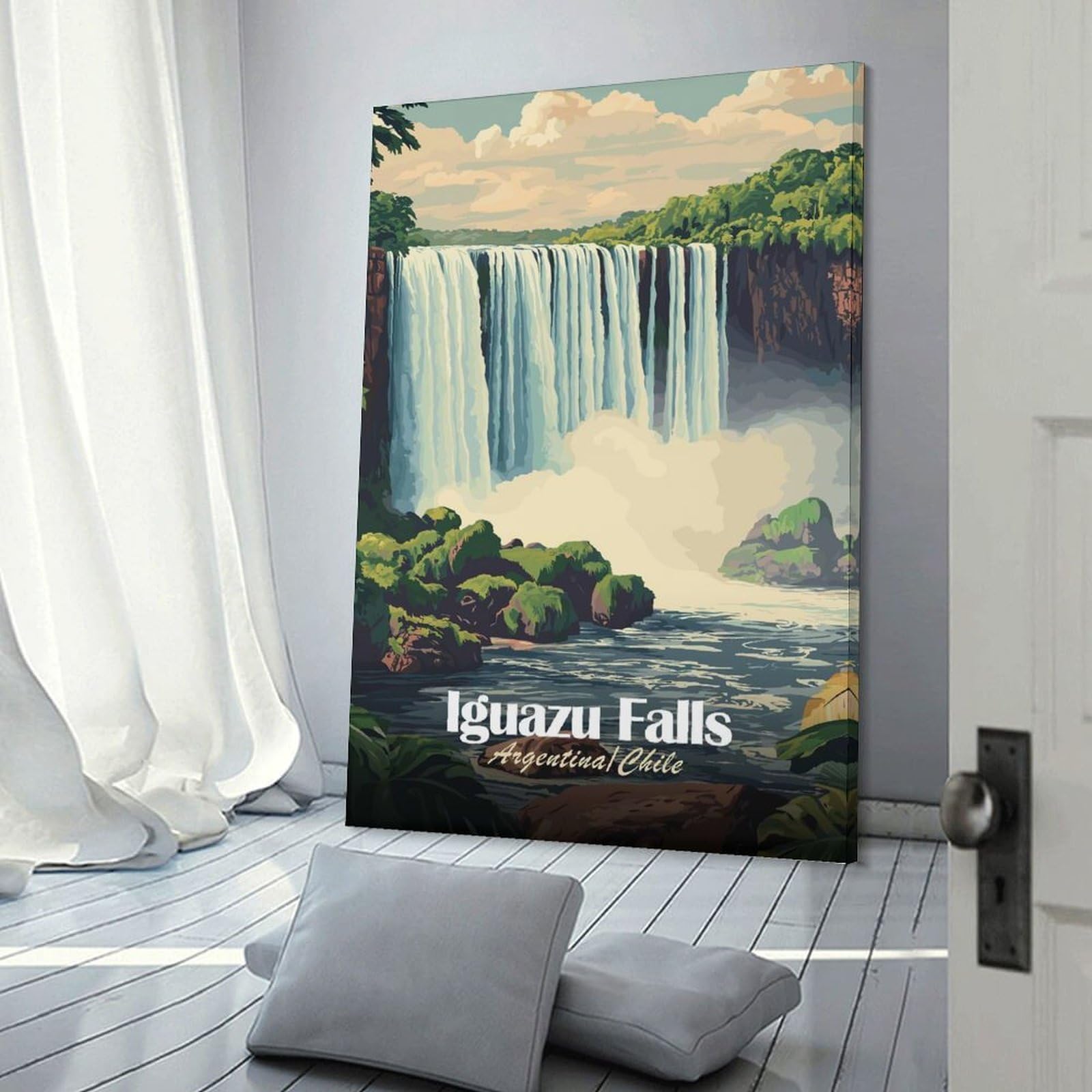 Junmoney Iguazu Falls Canvas Wall Decor, 12x18inch(30x45cm), for Apartment Walls, Studios Or Work Areas, Decorative Canvas Decor for Home Updates