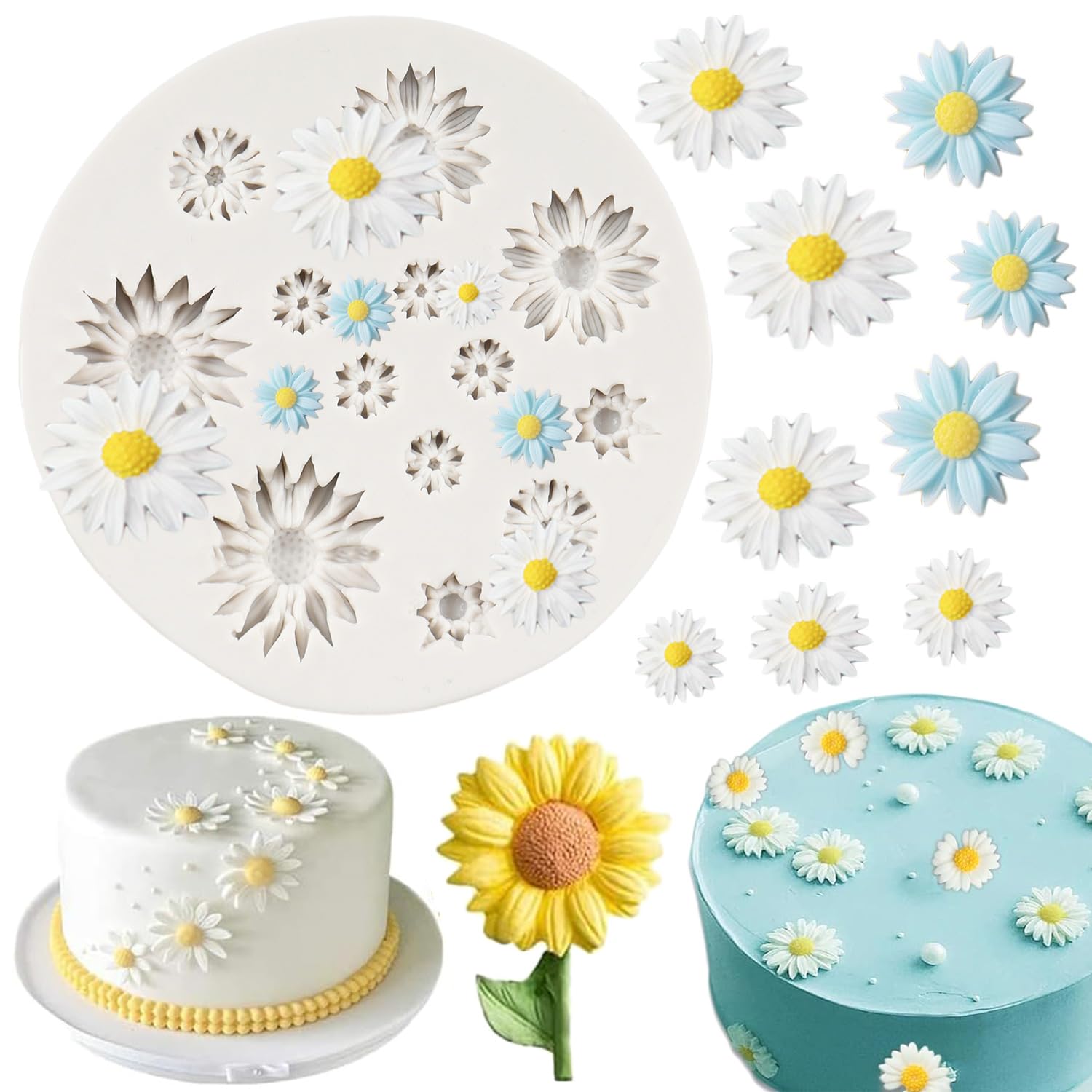 4er-Set Blumen-Silikonformen – Gänseblümchen-Förmchen Für Fondant, Schokolade & Deko