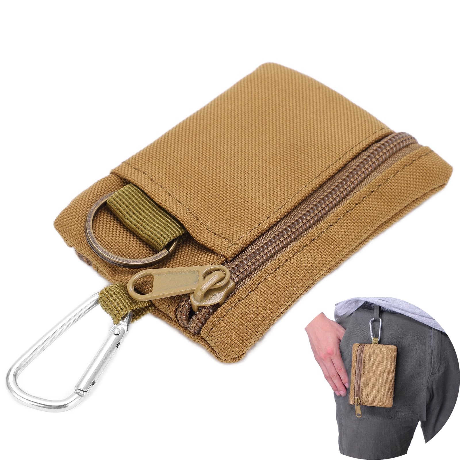 Borsa Molle Per Outdoor Organizer Portachiavi E Carte CHICIRIS - Bustina Molle Con Cerniera E Moschettone, Nylon, 10.5x8 Cm, Per EDC E Outdoor Pouch Multifunzione Per Escursioni E Viaggi