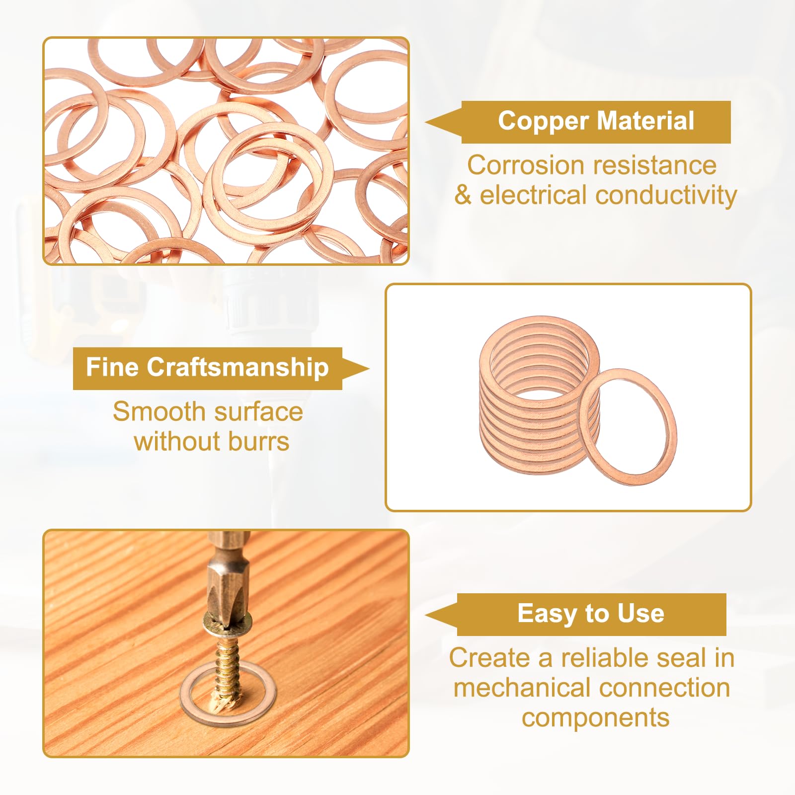 PATIKIL M24 Copper Washer Sealing Ring - Image 3