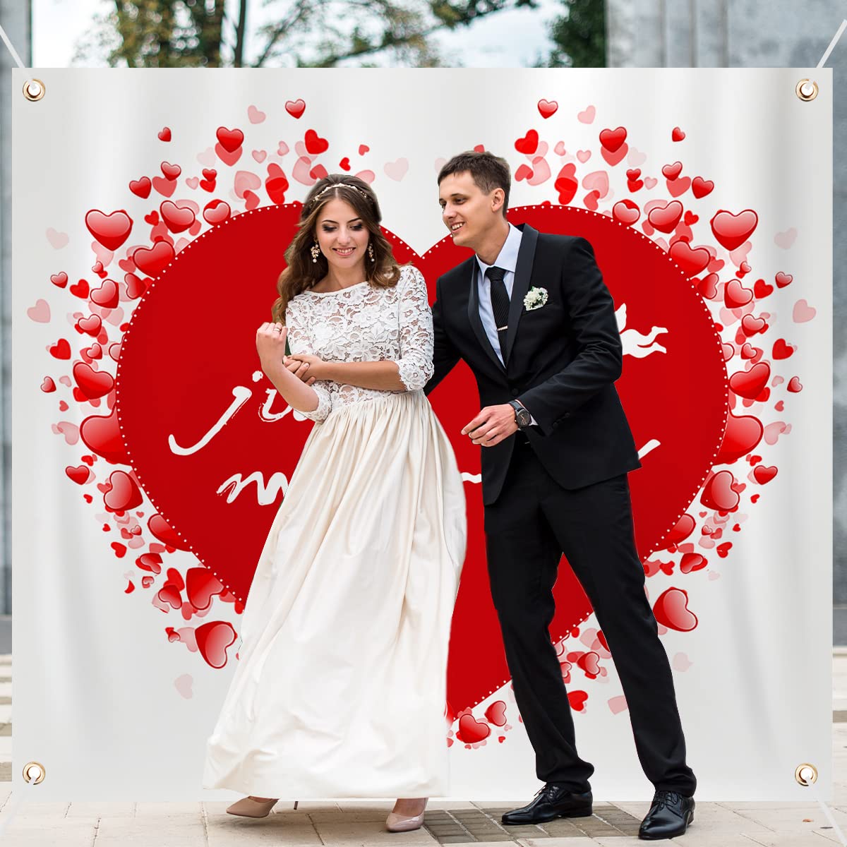 Lenzuolo Sposi Da Ritagliare A Forma Di Cuore - 200x180cm Con Forbici, Per Foto E Giochi Matrimonio - Foto 10