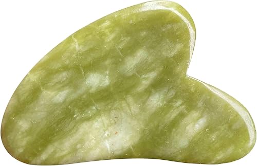 Mndrlin Gua Sha - Herramienta de masaje facial raspado de cristal de jade verde natural, tablero raspador de piedra para mujeres y hombres Mndrlin Gua Sha - Herramienta de masaje facial raspado de cristal de jade verde natural, tablero raspador de piedra para mujeres y hombres