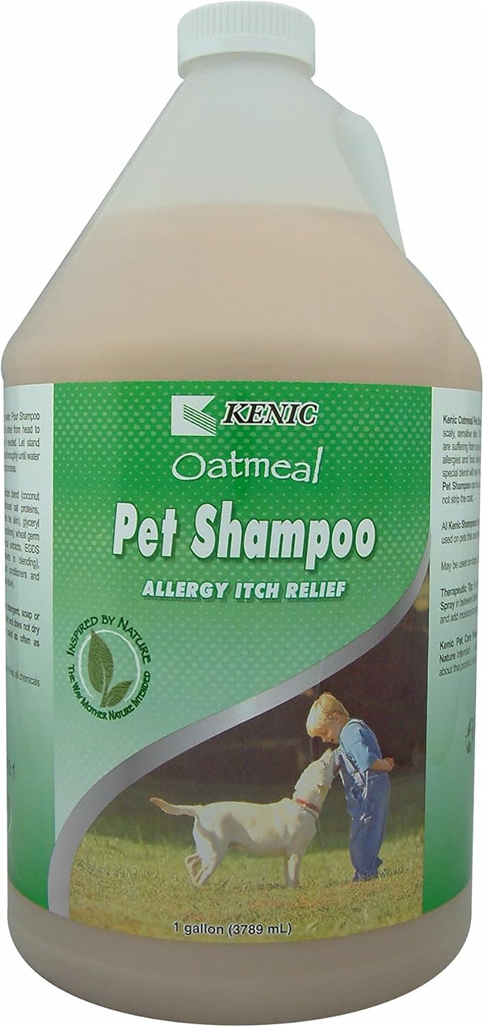 Kenic Oatmeal Anti-Itch Pet Shampoo with Almond Oil – Soothing, Conditioning & Deodorizing Relief for Dogs & Cats, Puppy-Safe, Made in USA