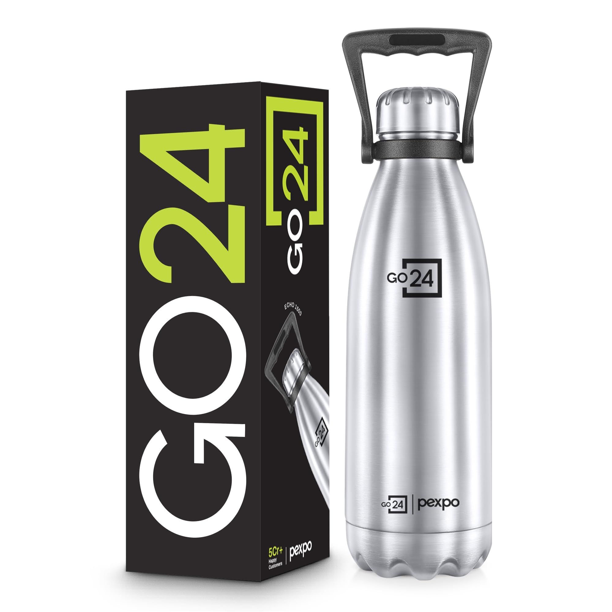 Go24 pexpo Echo Pro ISI Certified Stainless Steel Water Bottle 2000ml Hot & Cold Thermos Water Bottle | Vacuum Insulated Water Bottle with Handle | Travel | Adults - Silver — Amazon image 25