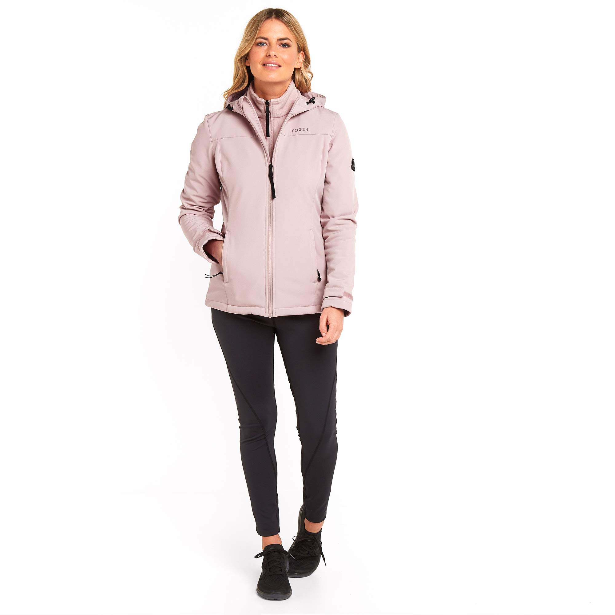 TOG24 Keld Softshelljacke Damen Wasserdicht Regenjacke Fleece Gefütterte Übergangsjacke Leichte Atmungsaktiv Wanderjacke Fahhradjacke mit Kapuze zum Laufen, Wandern