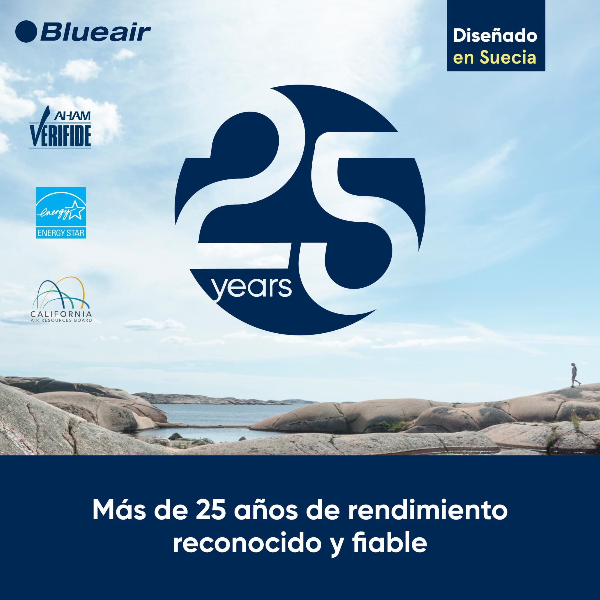 BLUEAIR Purificador de aire 48 m², mesa, polvo, caspa, humo, moho, polen, alérgenos, olores, HEPASilent, DustMagnet 5210i