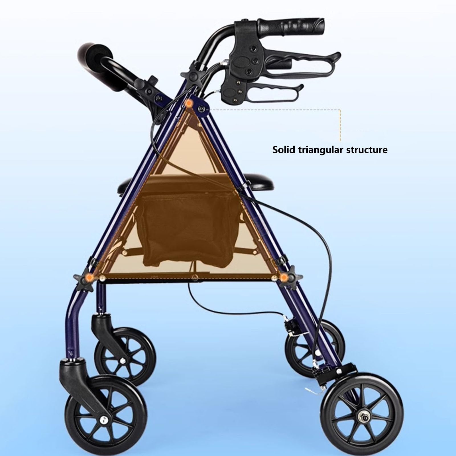 Andador para Ancianos Andador con Ruedas de 4 Ruedas con Asiento, Andador con Ruedas de Aluminio, Altura Ajustable, Ligero, Plegable, con Soporte for Cesta Andador Ligero