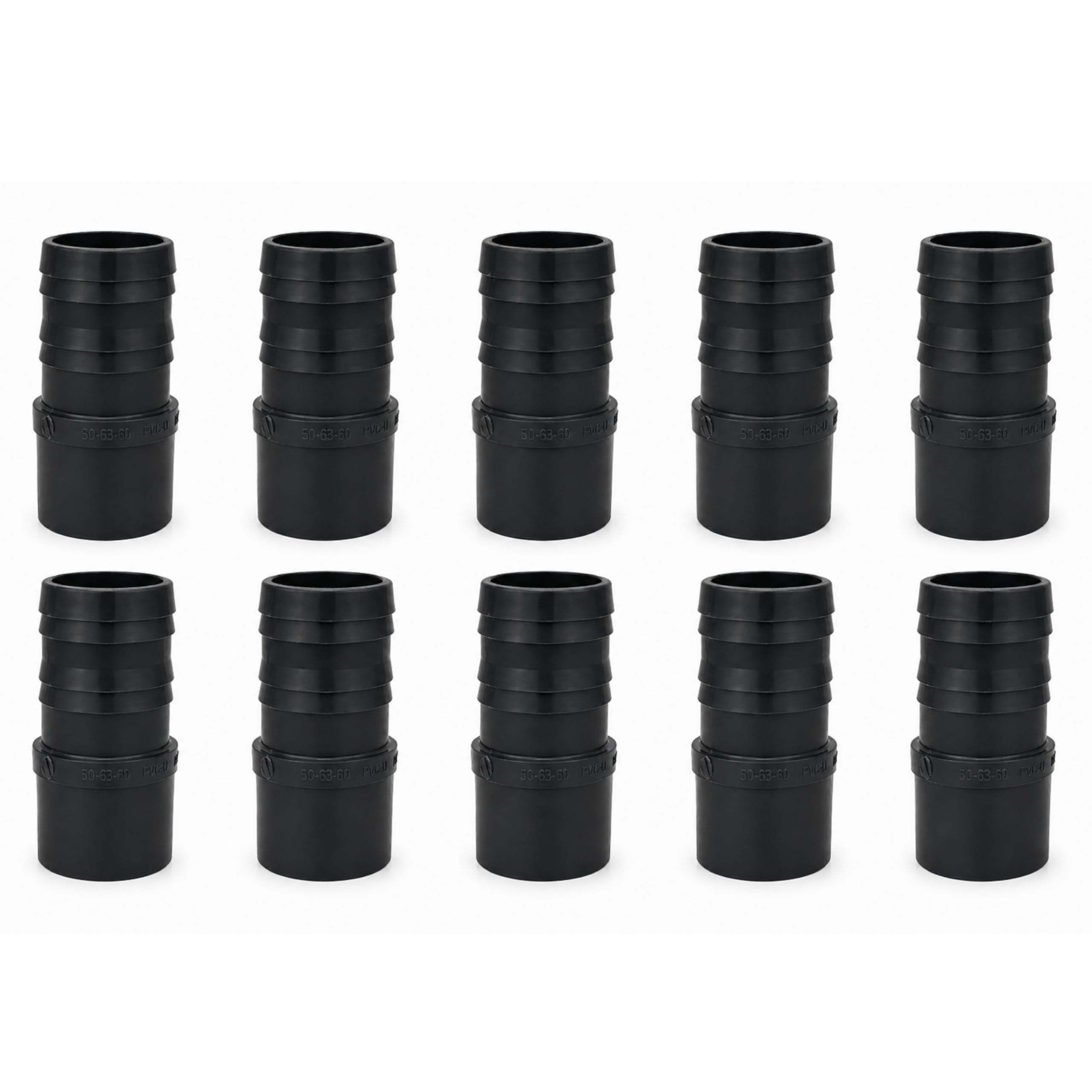 HAF® 10 x tulejka do węża ciśnieniowego PCW z króćcem klejącym 63 mm x 63 mm tulejka do węża - tulejka do węża z szarego PVC U do rur basenowych i wielu innych... Jakość: Made in Europe - ilość: 10