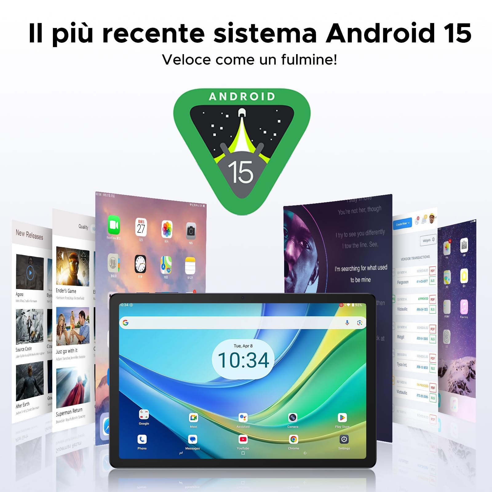 DOOGEE Tab G6+ Tablet 11 Pollici, 32GB+256GB/2TB Tablet Android 15, 4G LTE + 5G WiFi, 1920x1200 FHD+ IPS, Unisoc T7280 Octa Core Tablets Gaming, 8000mAh/Widevine L1/Face ID/GPS/BT5.0/OTG - Viola