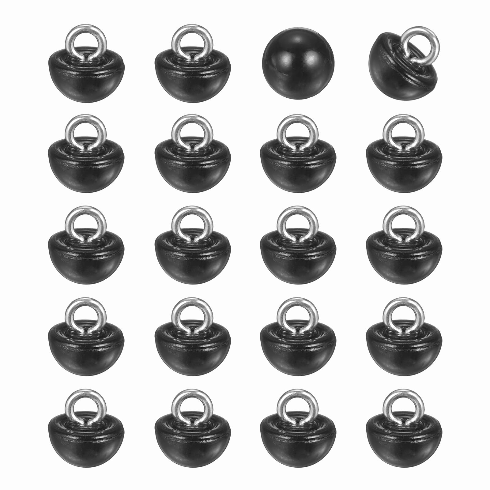 sourcing map 20pcs 12L Round Faux Pearl Buttons 7.5mm 2/8" Half Ball Dome Metal Shank Sewing Buttons Replacement DIY Small Button for Clothing Bridal Wedding Dress DIY Crafts, Black